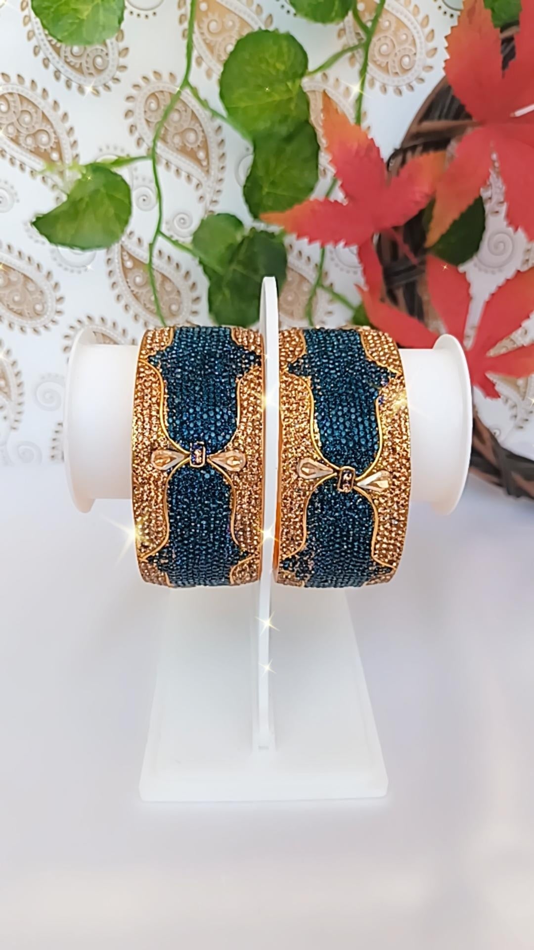 GULCHERA NAVYBLUE N GOLDEN FESTIVE BANGLES