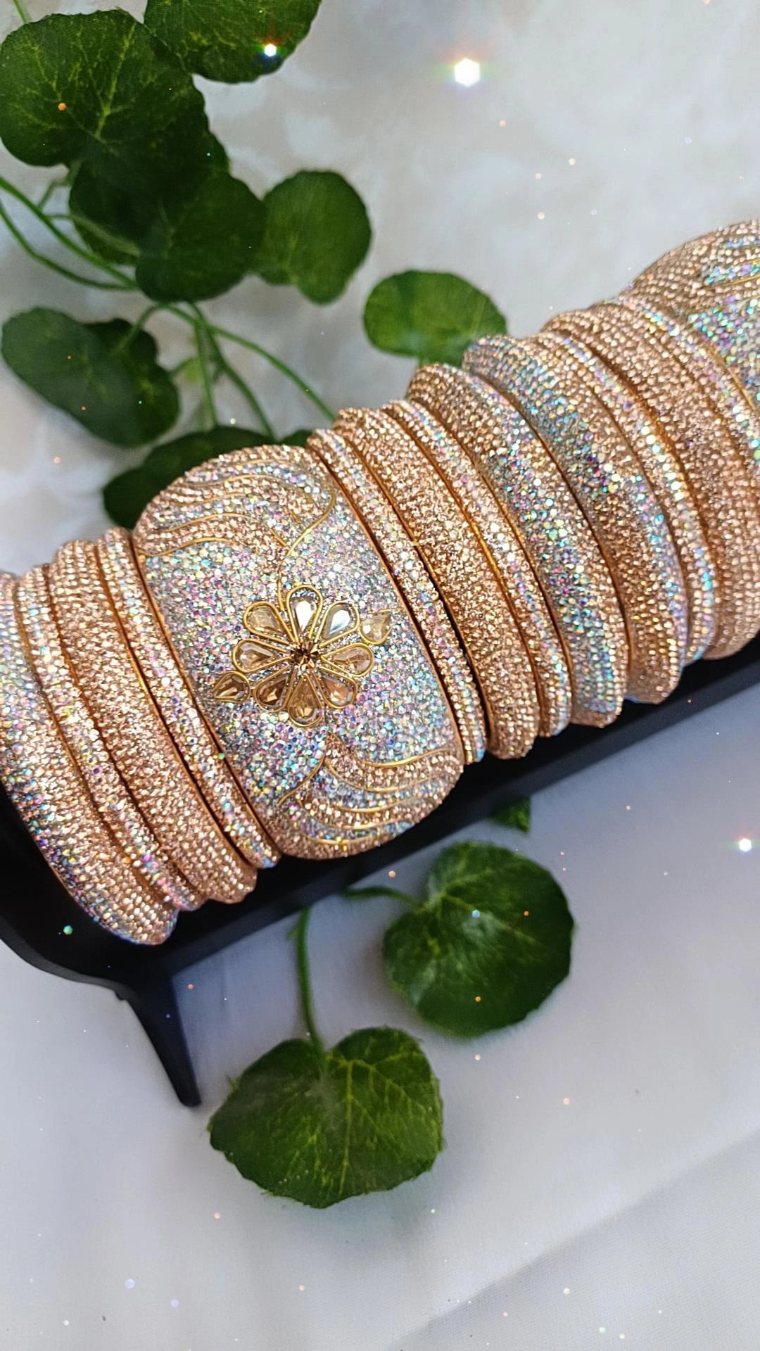 PREMIUM ROSEG0LD AND SILVER BRIDAL BANGLES SET