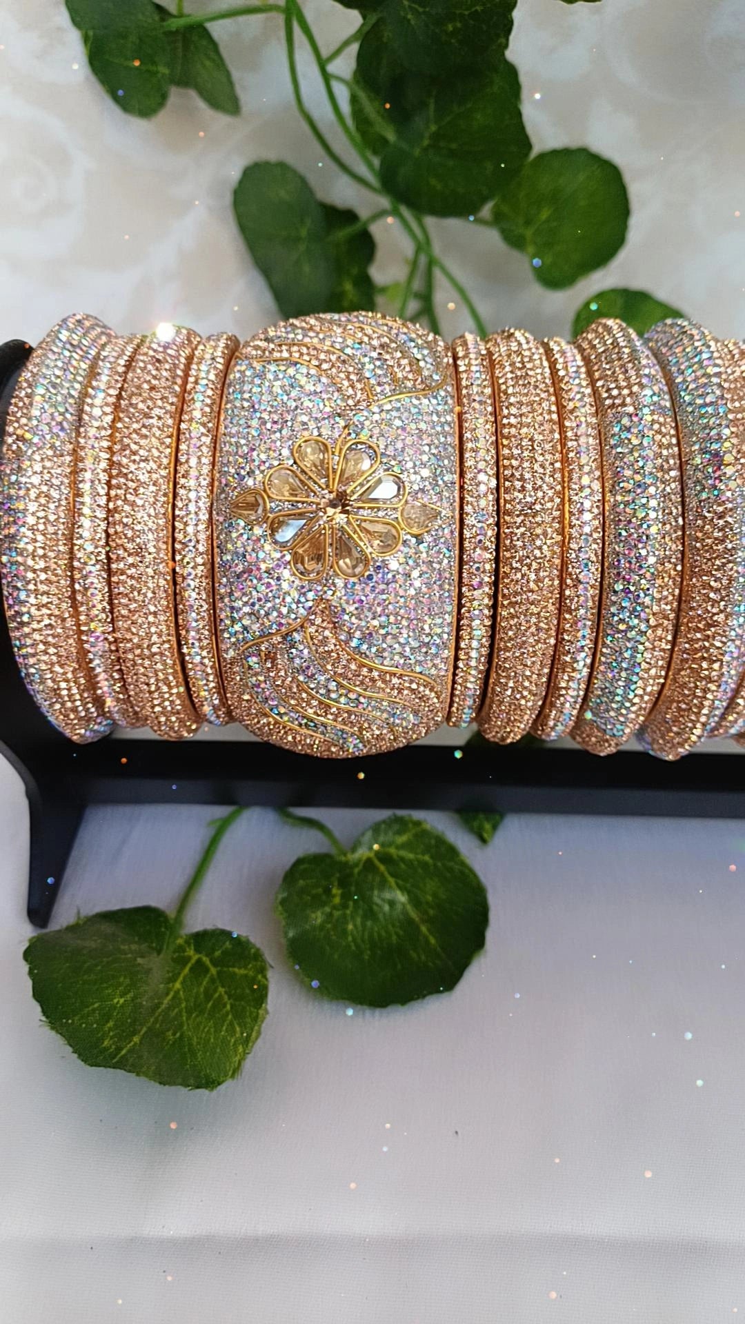 PREMIUM ROSEG0LD AND SILVER BRIDAL BANGLES SET