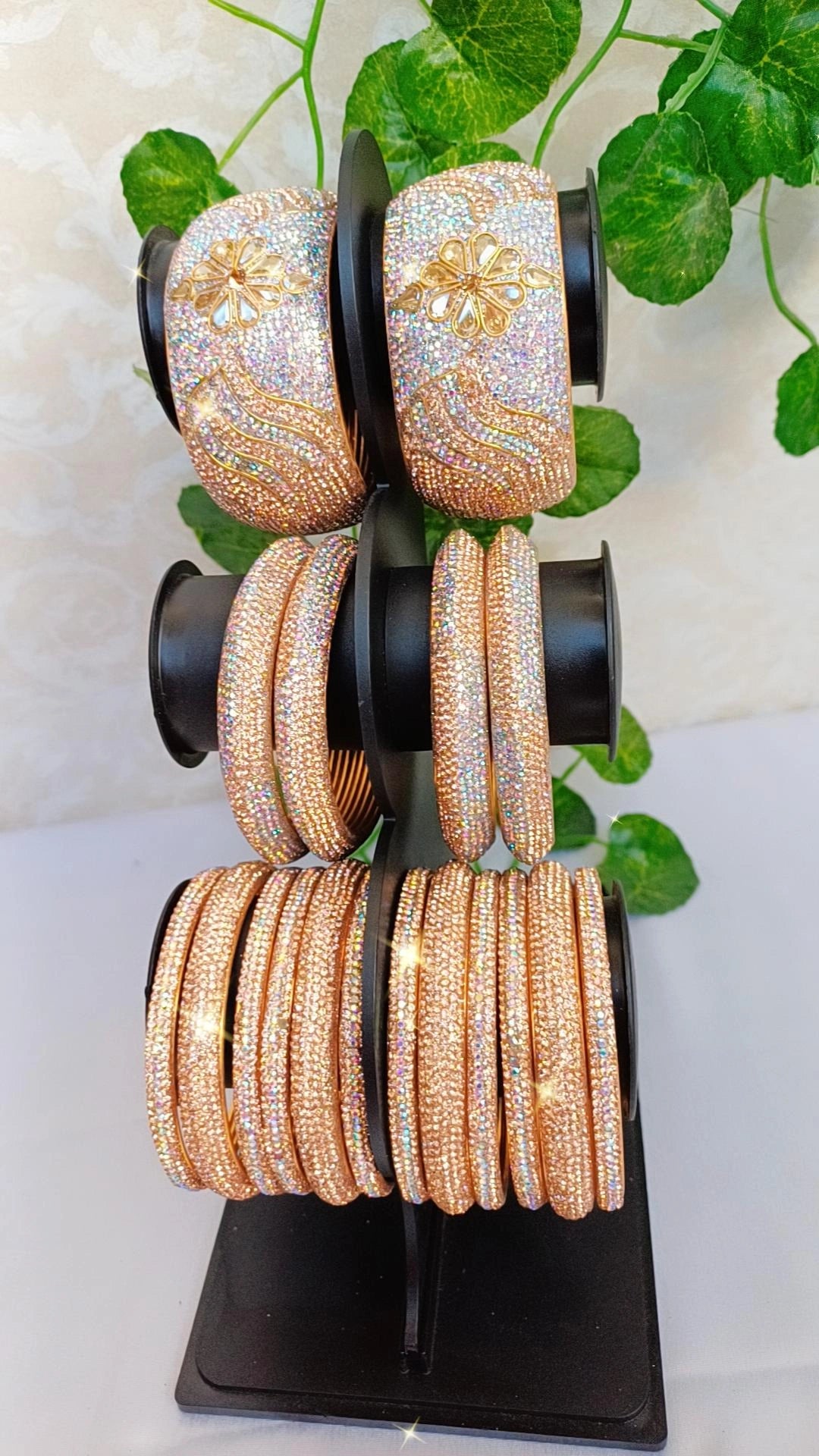 PREMIUM ROSEG0LD AND SILVER BRIDAL BANGLES SET
