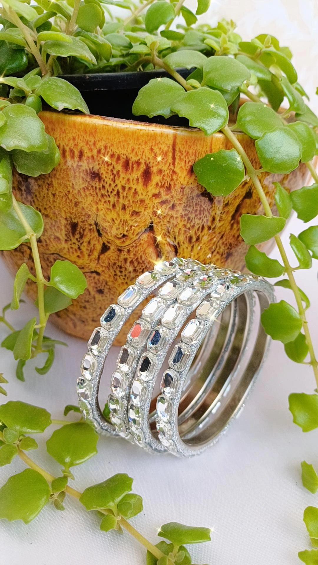 DISHA SILVER KUNDAN BANGLES