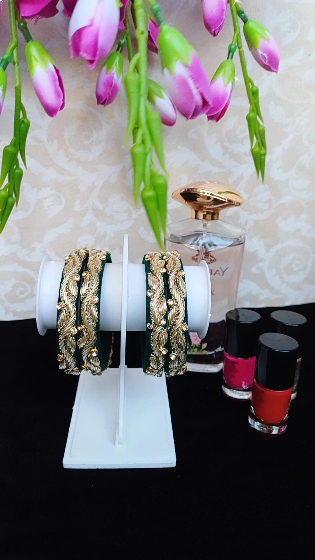 PRINCESS GREEN ZARDOZI BANGLES