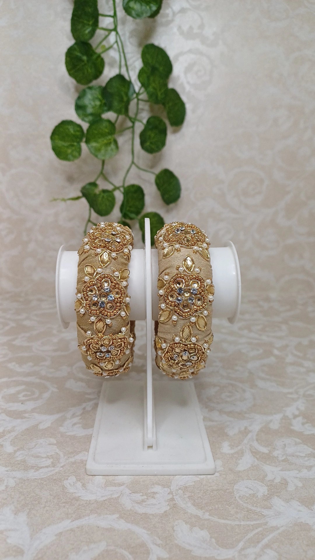 BEIGE AND GOLDEN KUNDAN