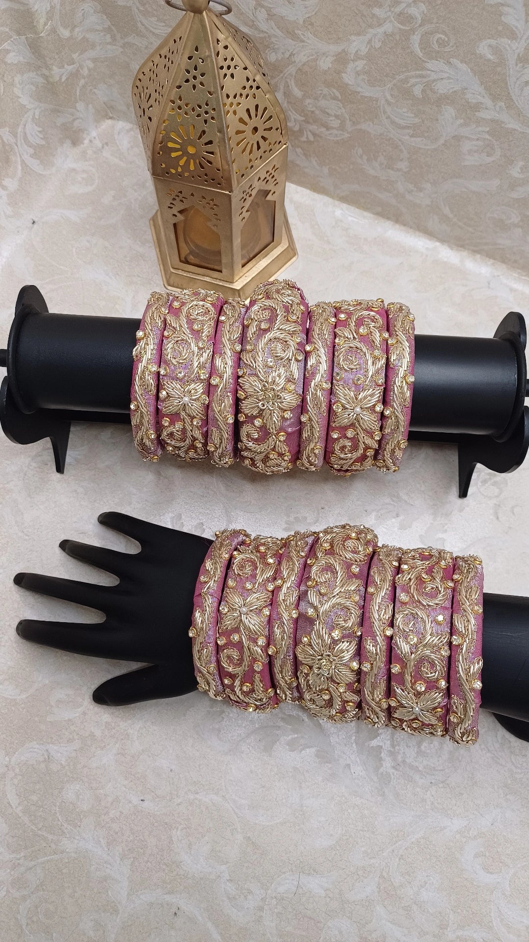 PINK DULHAN ZARDOZI BANGLES SET
