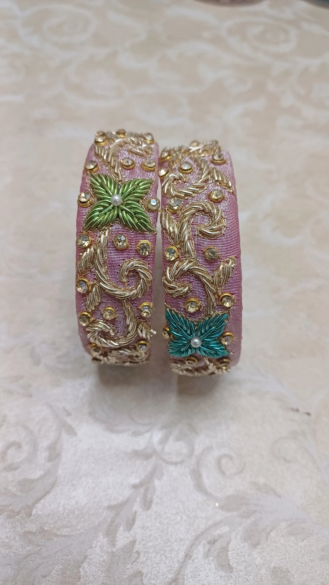 PINK MULTICOLOR ZARDOZI BANGLES
