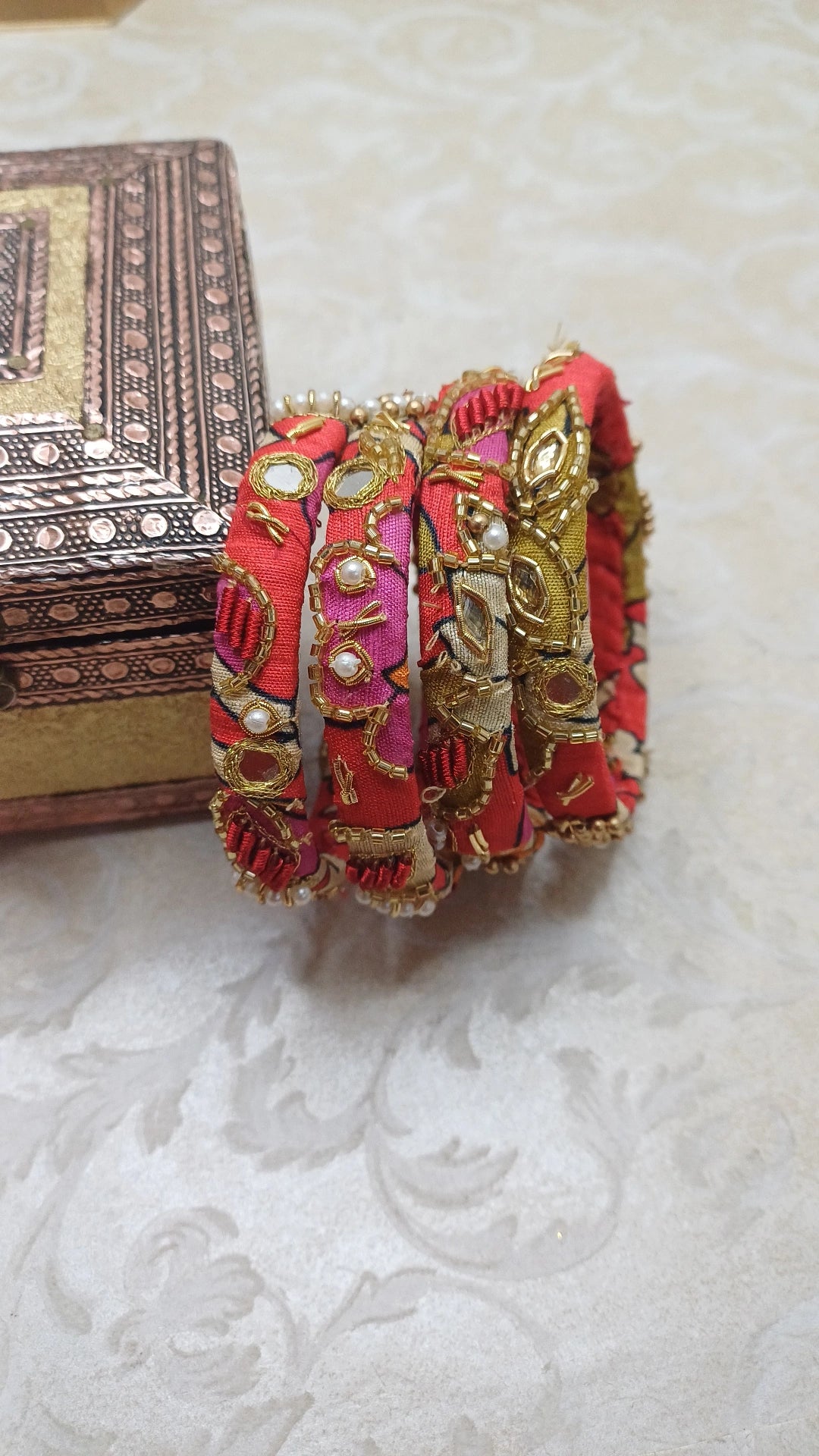RAAGA RED KALAMKARI BANGLES