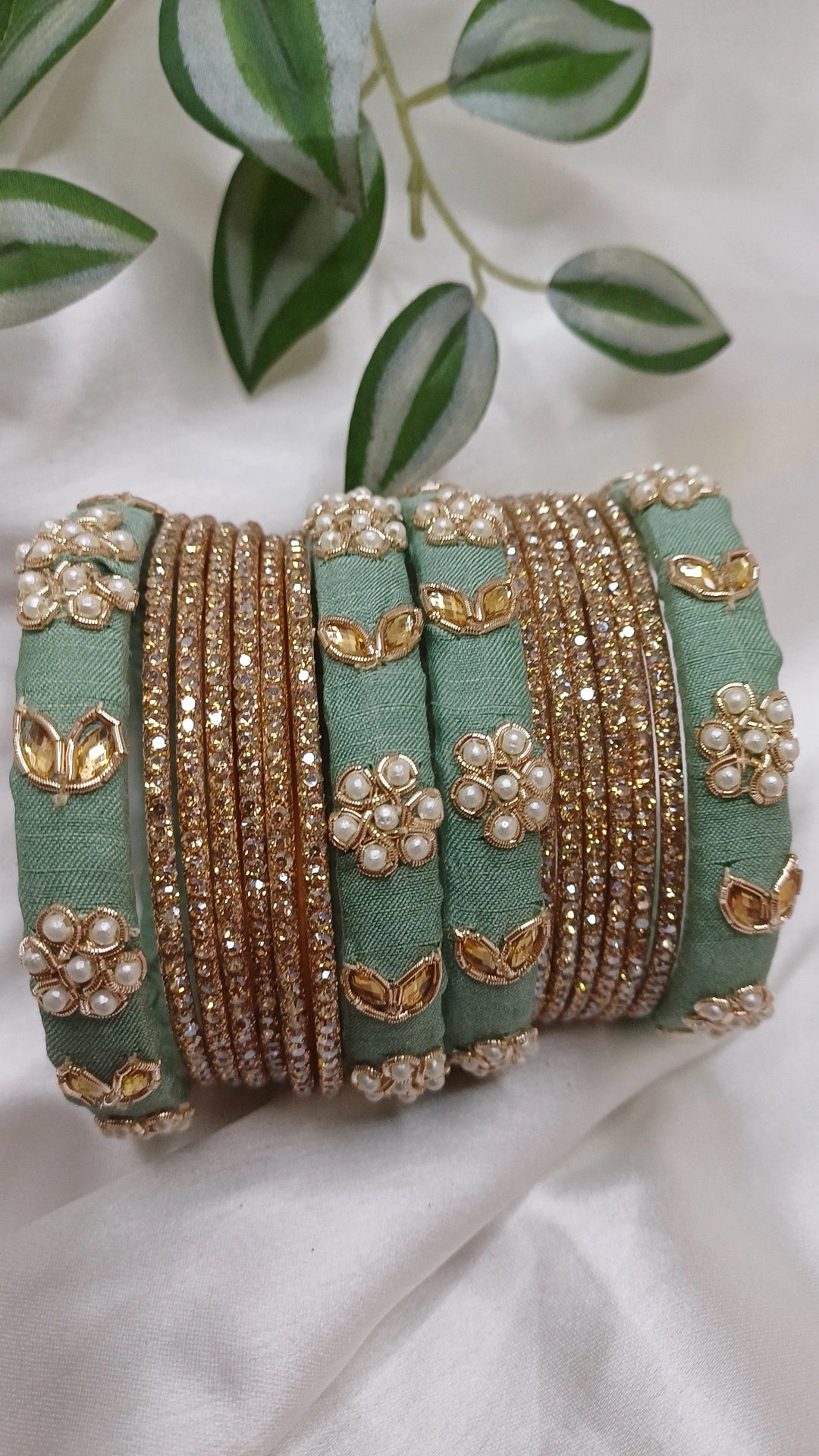 JASHN CELADON ZARDOZI BANGLES