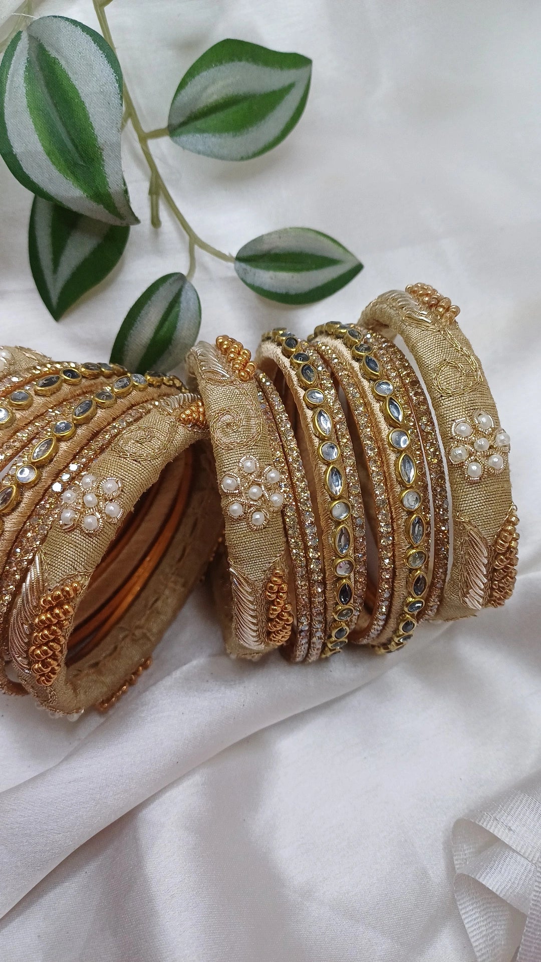 JASHN LIGHT GOLDEN ZARDOZI BANGLES