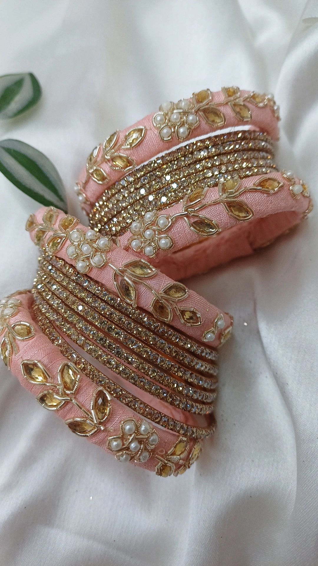 JASHN PEACH ZARDOZI BANGLES