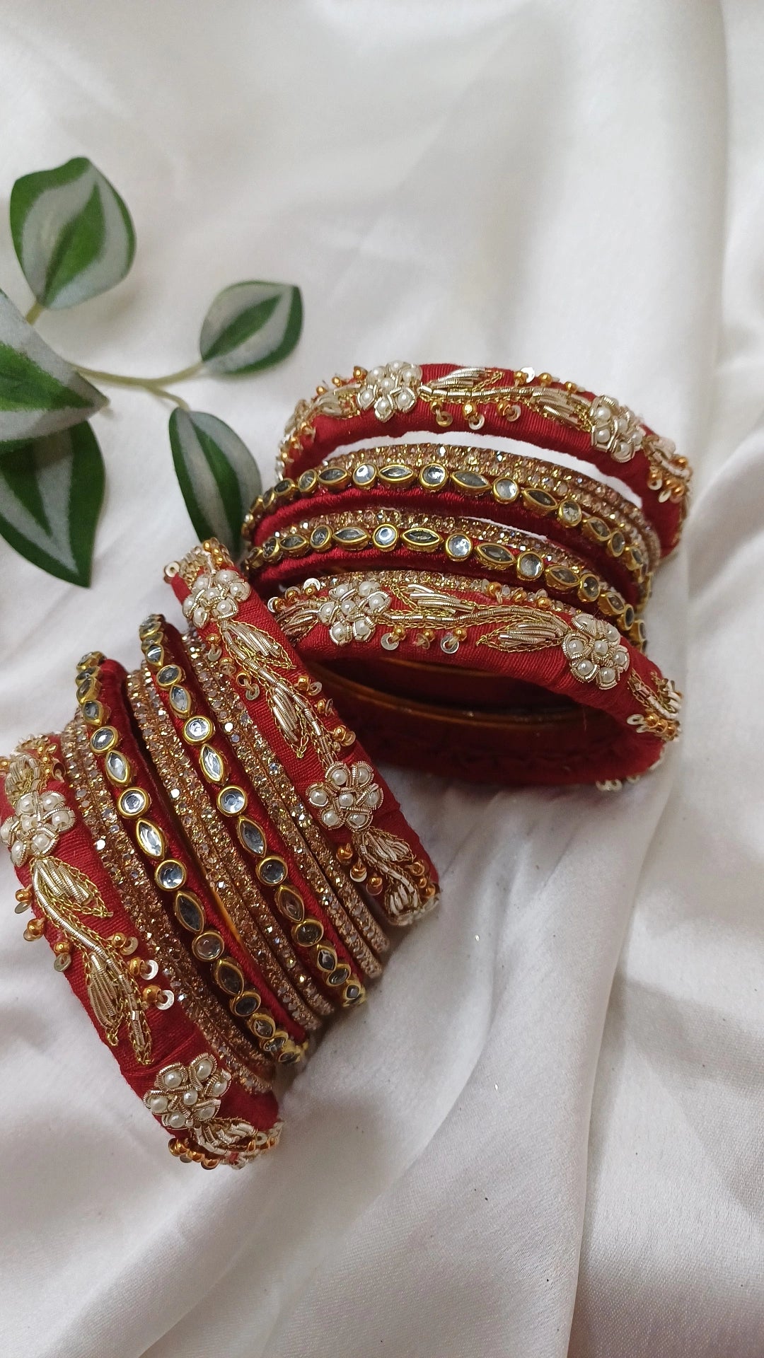 JASHN MAROON ZARDOZI BANGLES