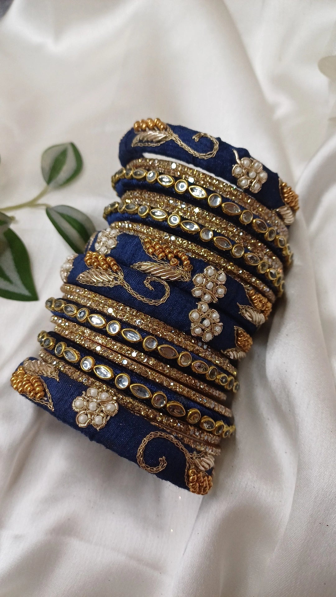 JASHN NAVYBLUE ZARDOZI BANGLES