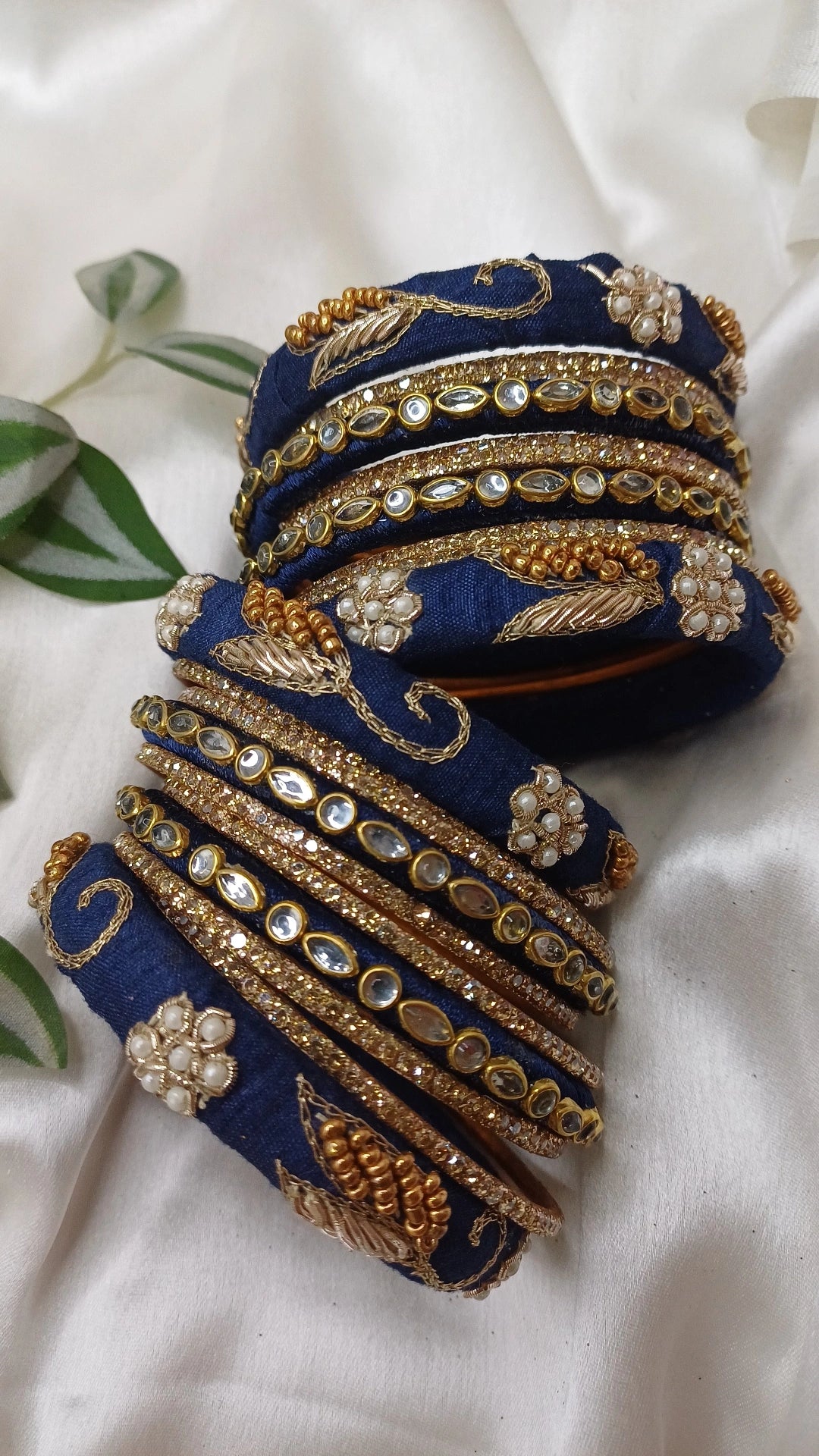 JASHN NAVYBLUE ZARDOZI BANGLES