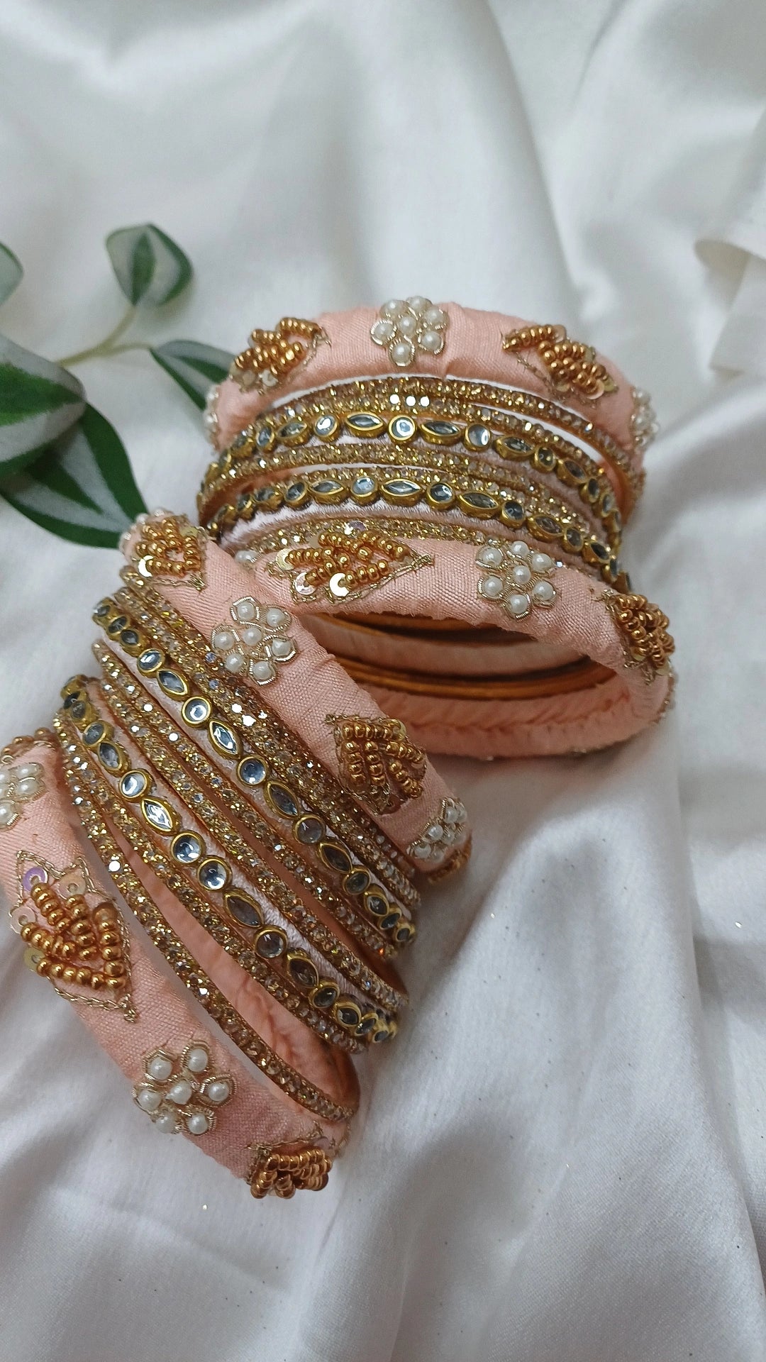 JASHN LIGHT PEACH ZARDOZI BANGLES