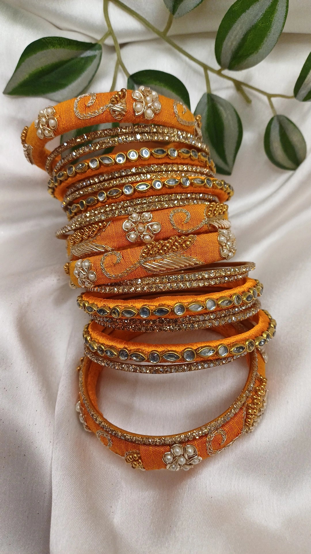 JASHN ORANGE ZARDOZI BANGLES