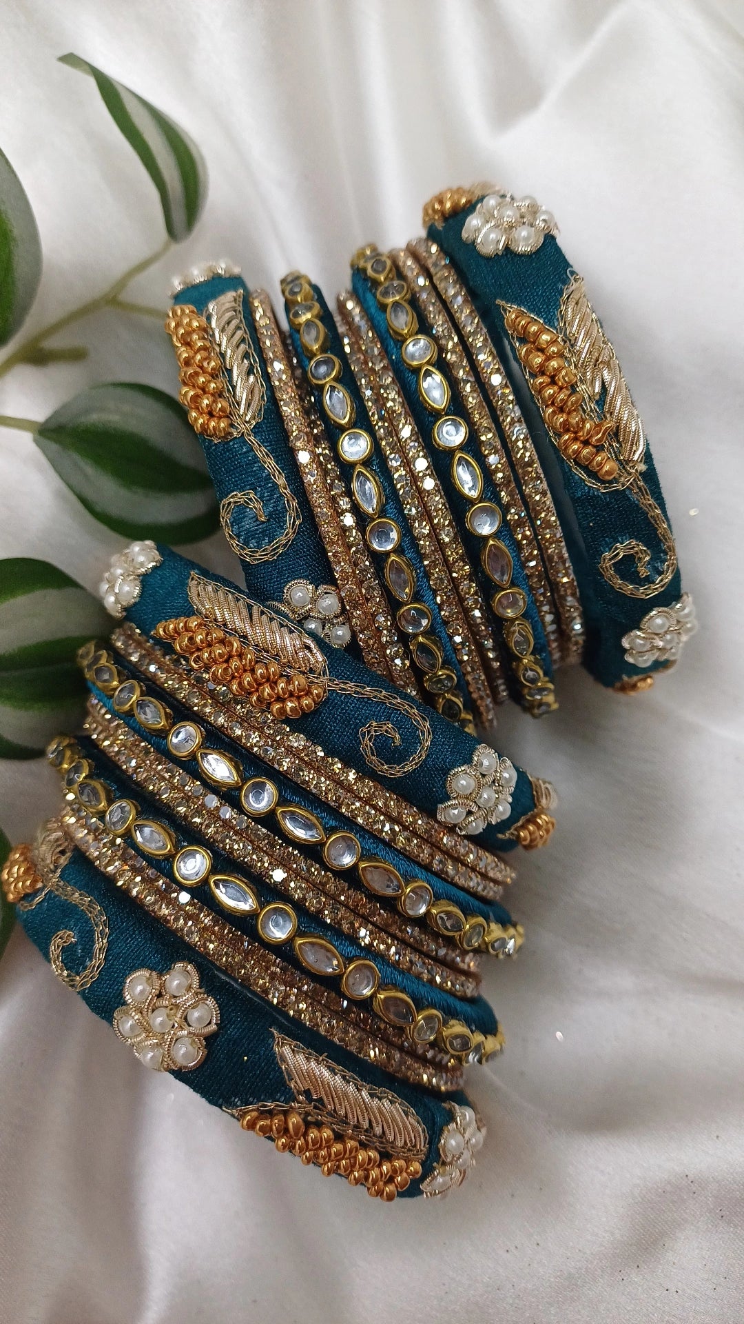 JASHN PEACOCK GREEN ZARDOZI BANGLES