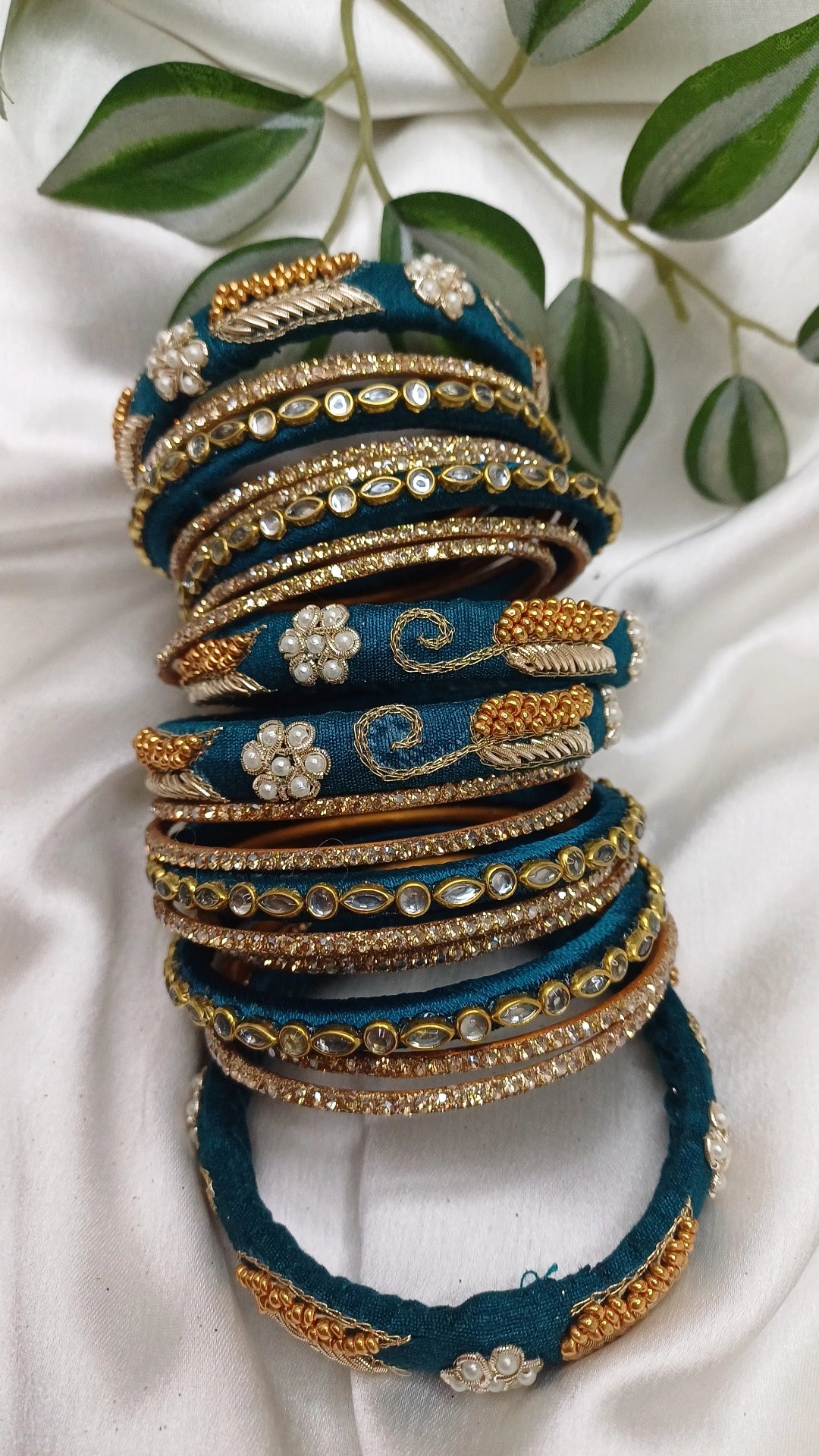 JASHN PEACOCK GREEN ZARDOZI BANGLES
