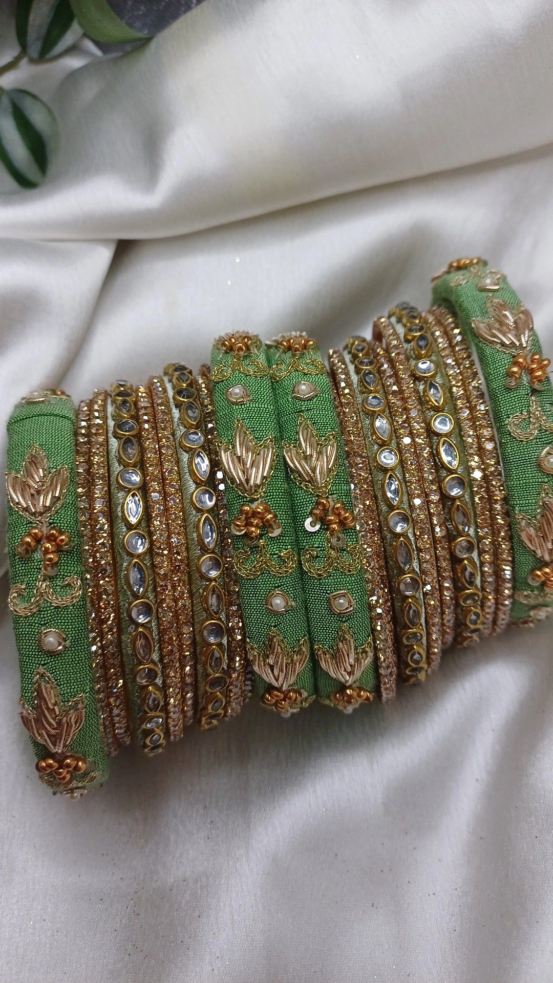 JASHN MINT GREEN ZARDOZI BANGLES