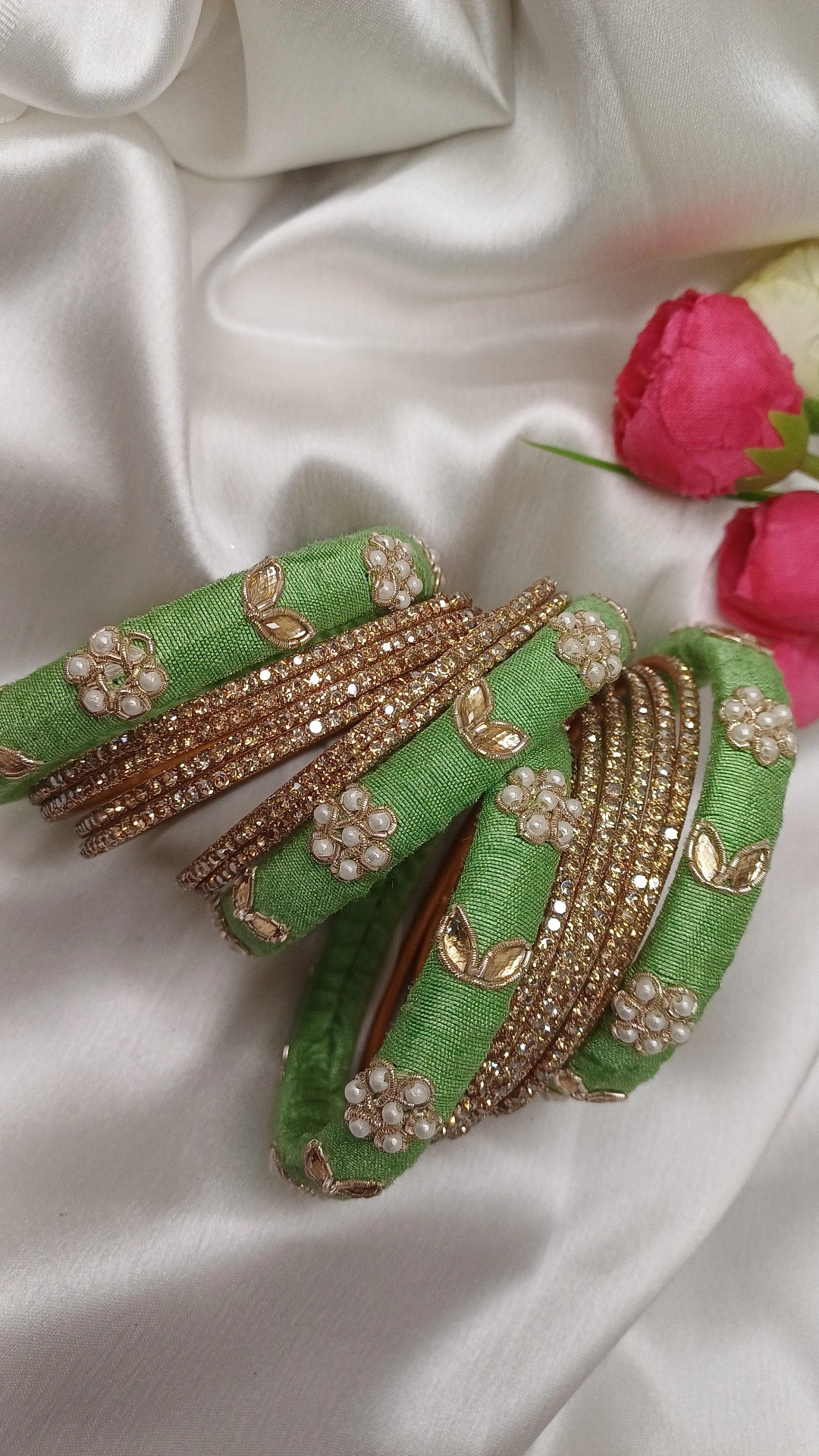 JASHN LIGHT GREEN ZARDOZI BANGLES