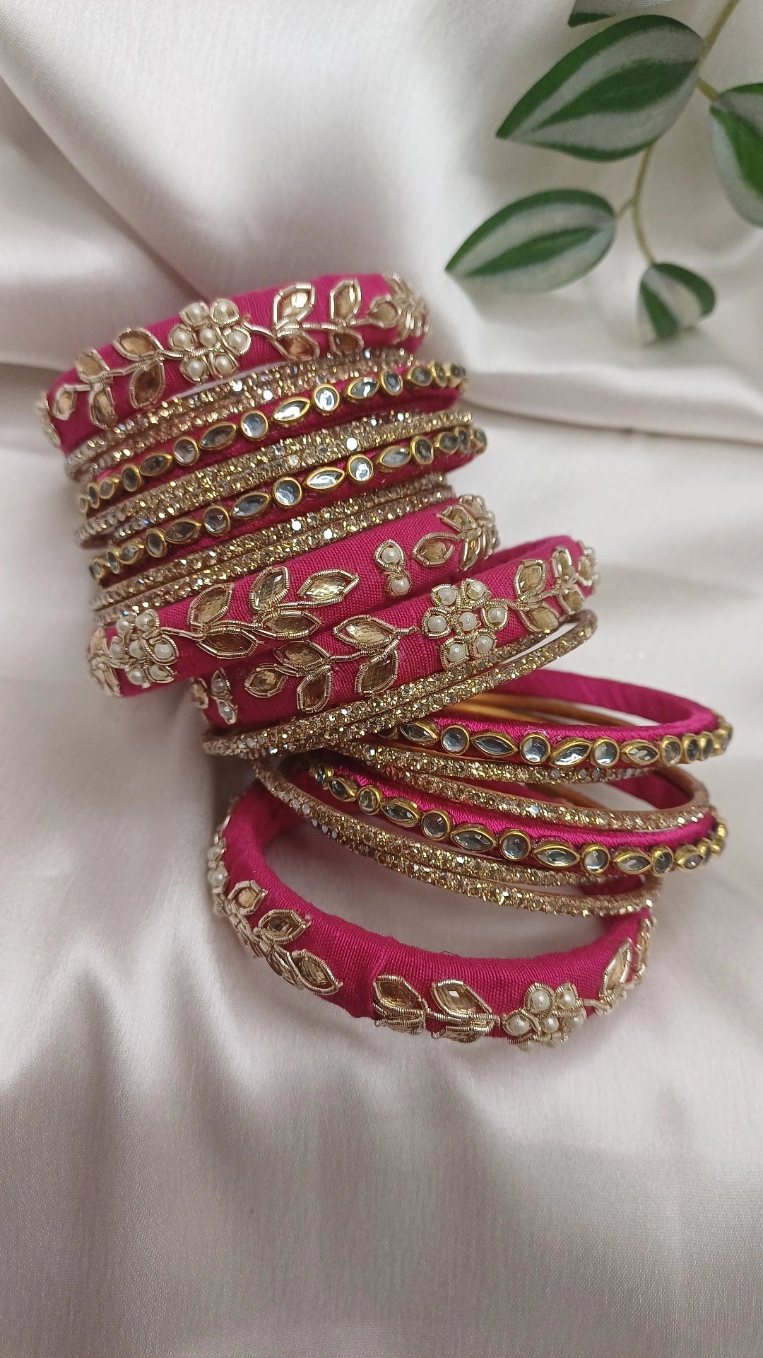 JASHN DEEP PINK ZARDOZI BANGLES