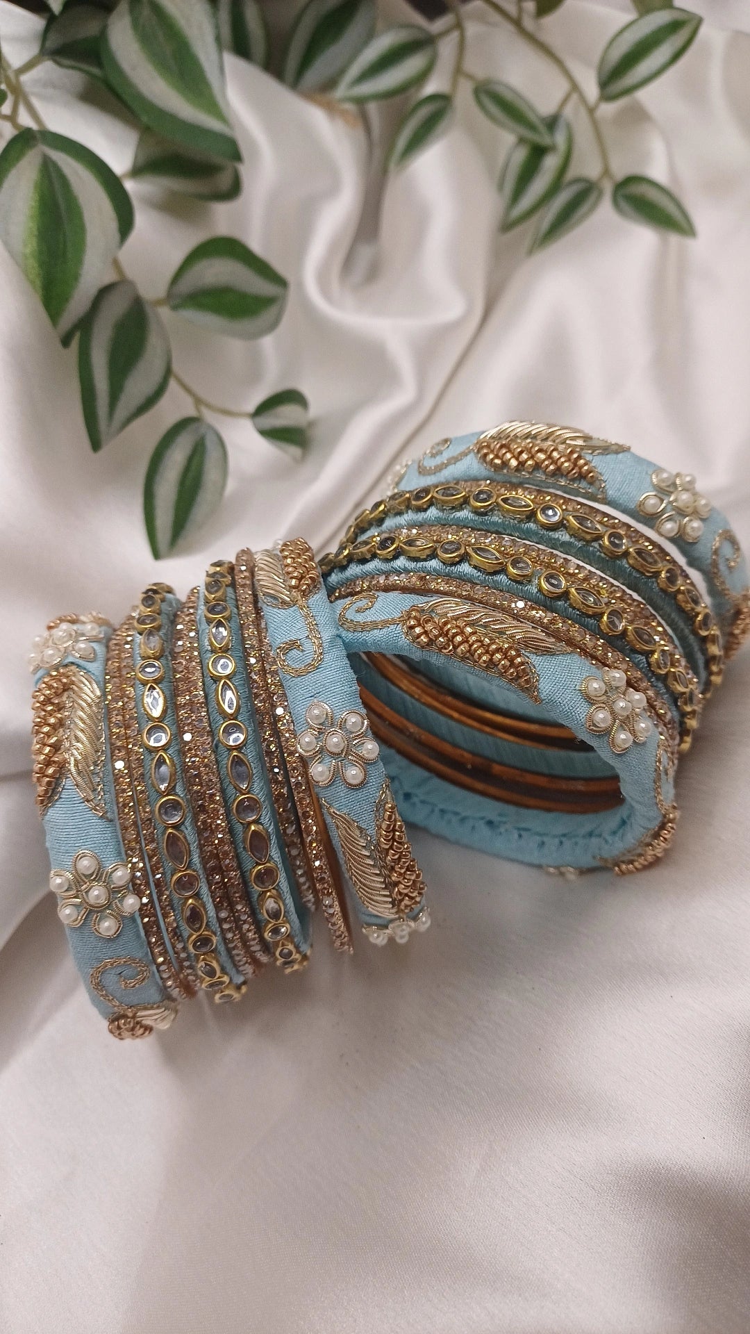JASHN LIGHT BLUE ZARDOZI BANGLES