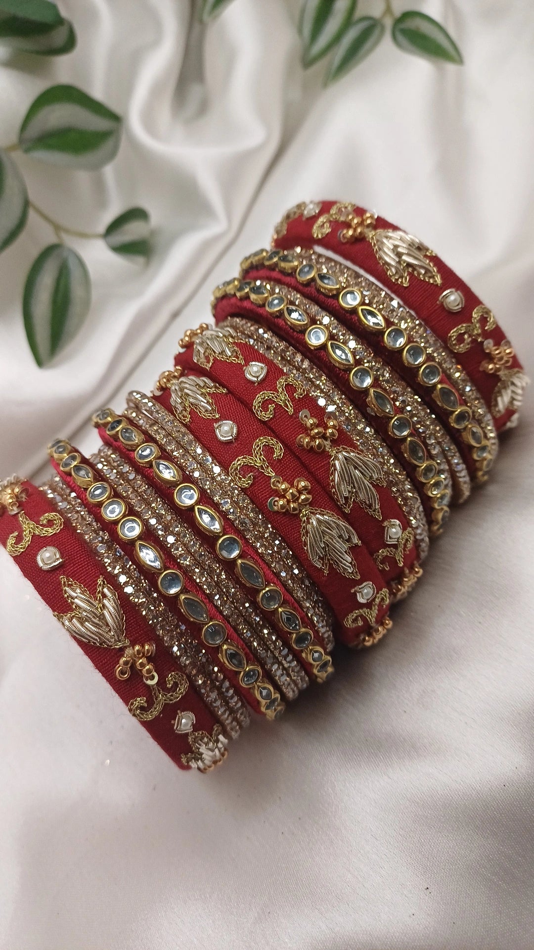 JASHN REDISH MAROON ZARDOZI BANGLES