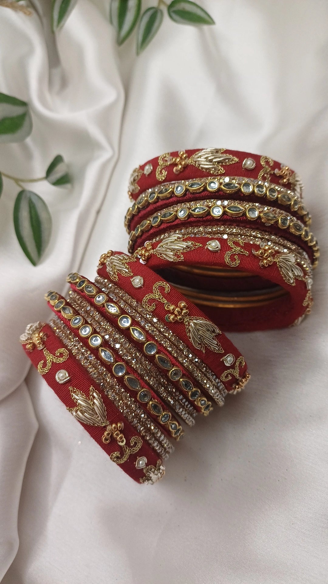 JASHN REDISH MAROON ZARDOZI BANGLES
