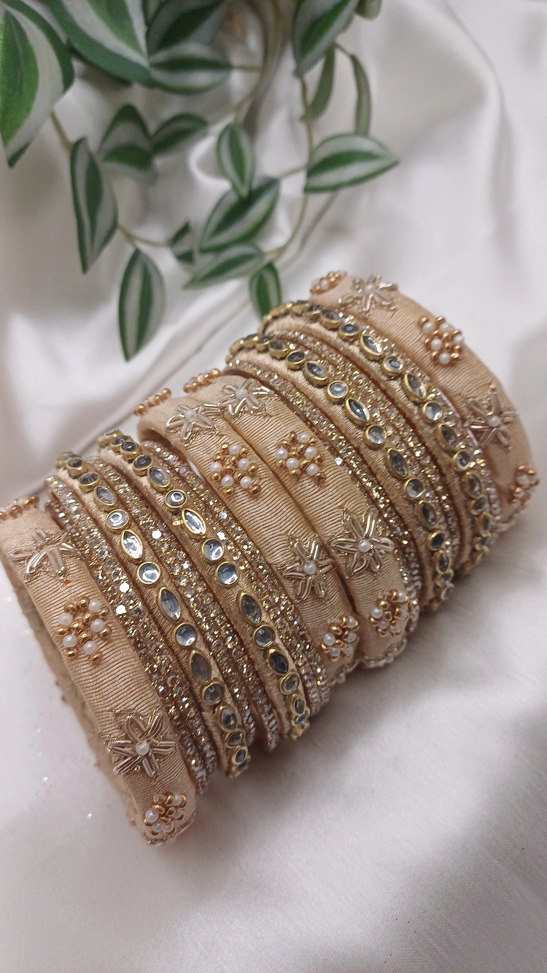 JASHN BEIGE ZARDOZI BANGLES