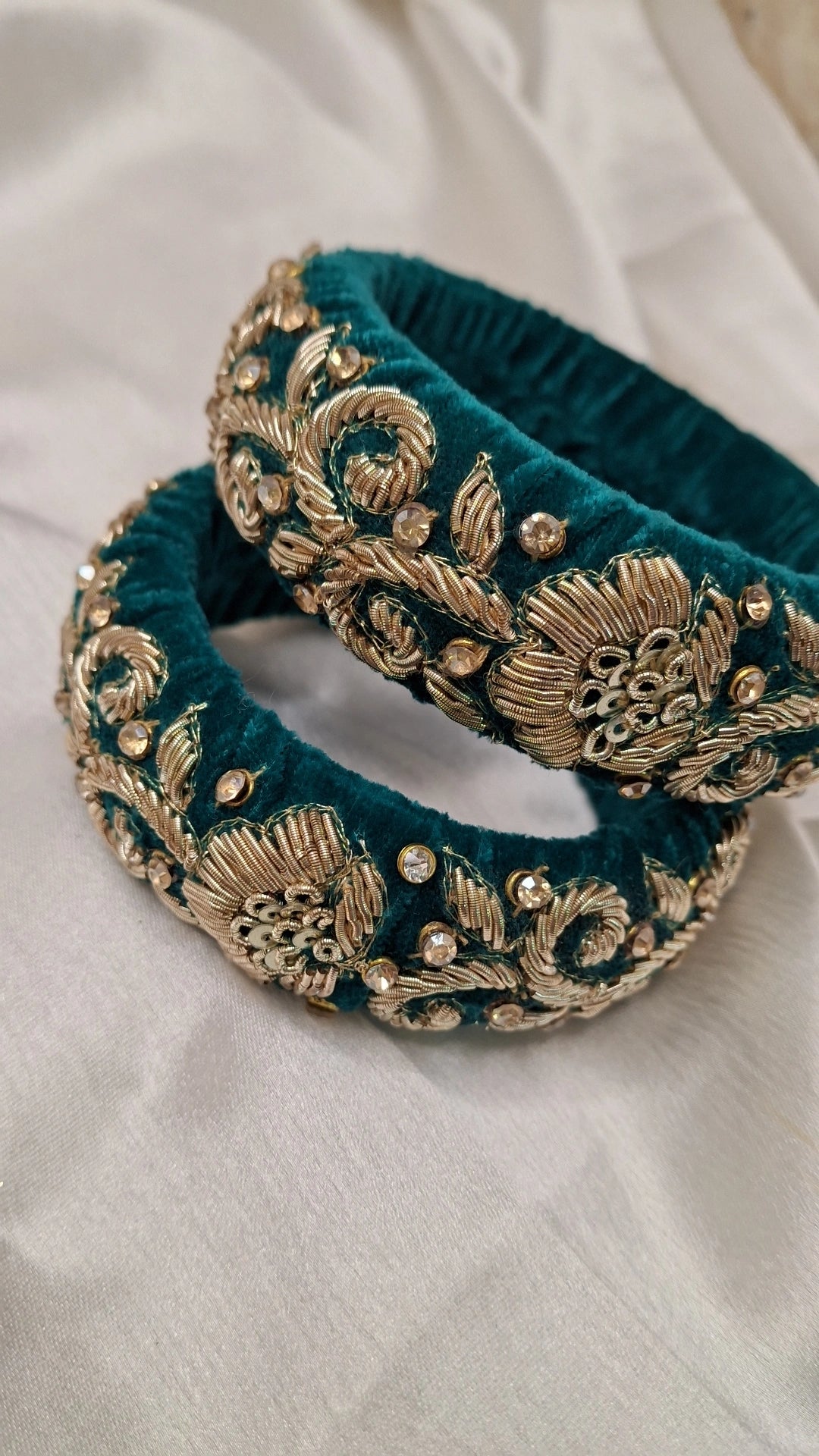 TEAL ZARDOZI BANGLES