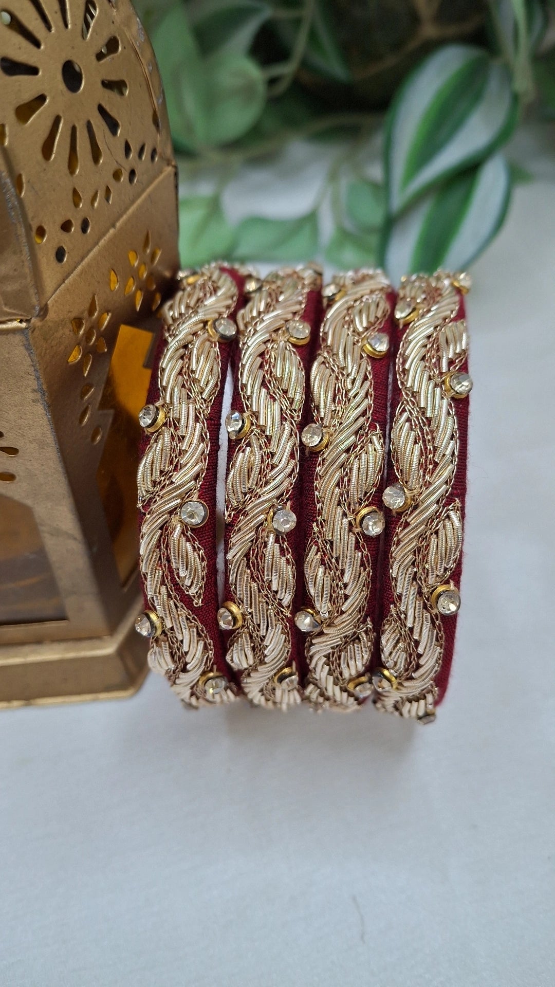 PRINCESS MAROON ZARDOZI BANGLES