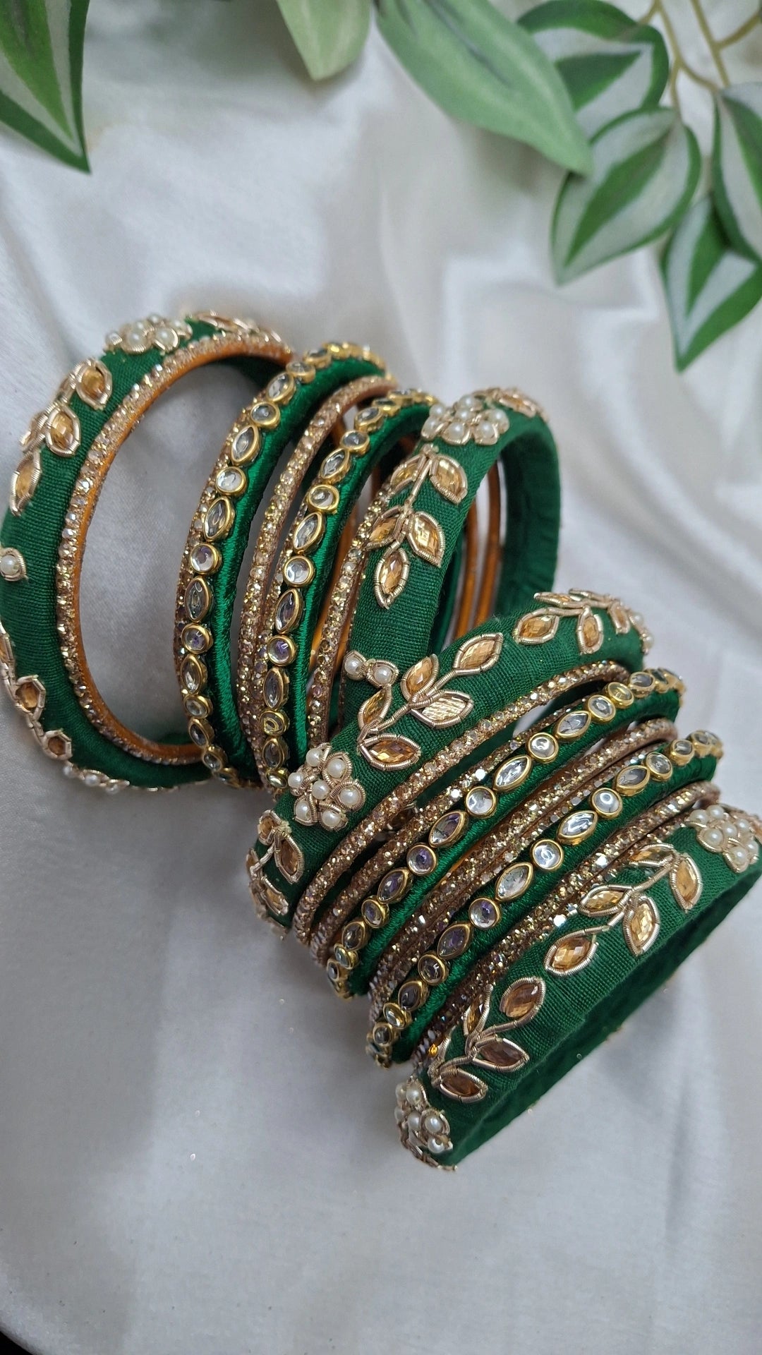 JASHN DARKGREEN ZARDOZI BANGLES