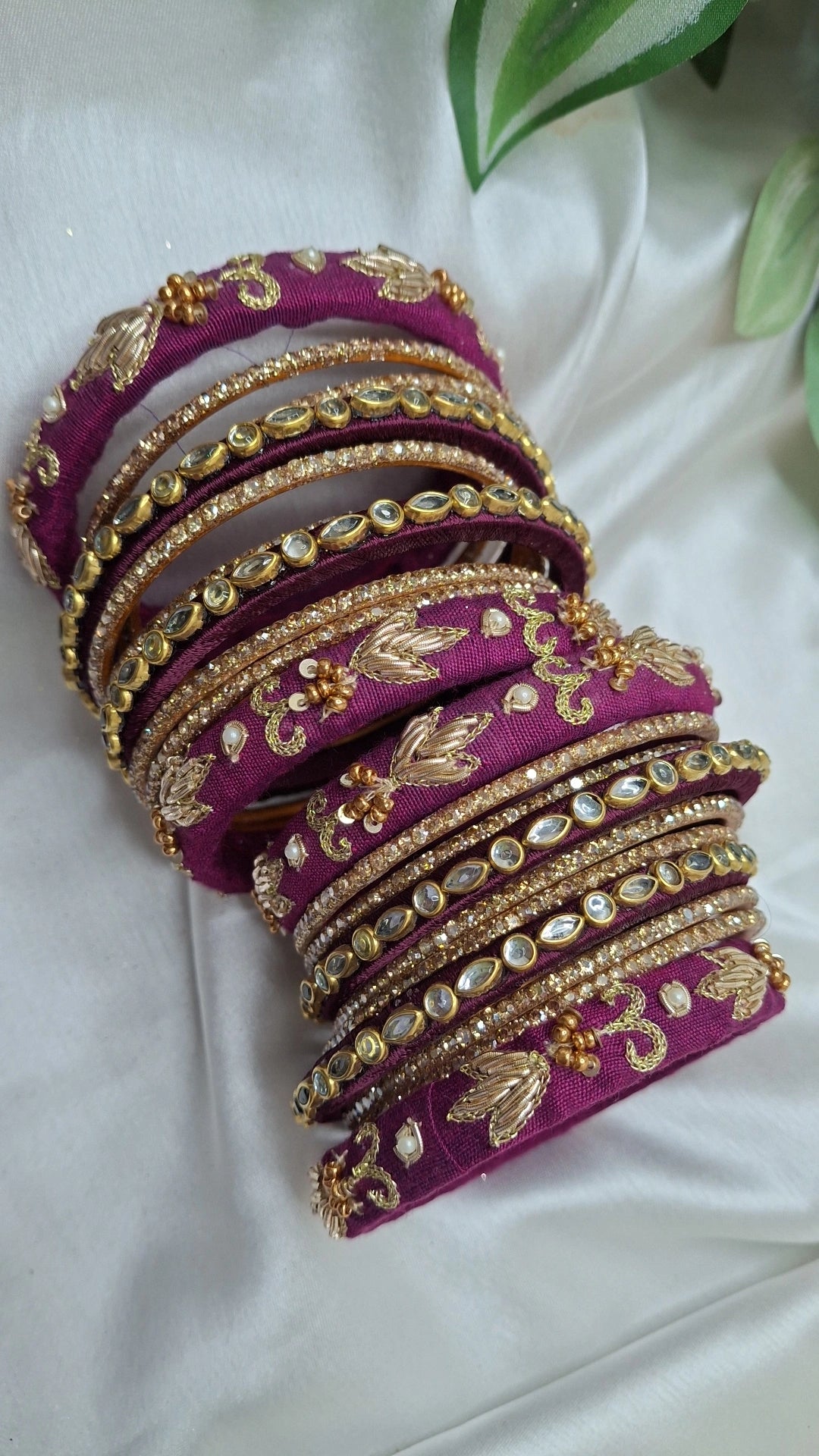 JASHN MAJENTA ZARDOZI BANGLES