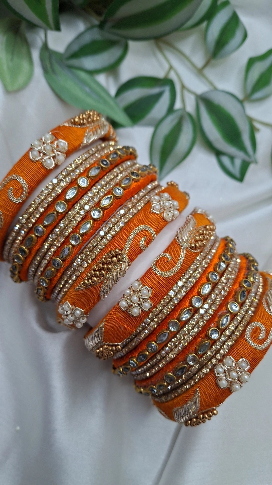 JASHN DARK ORANGE ZARDOZI BANGLES