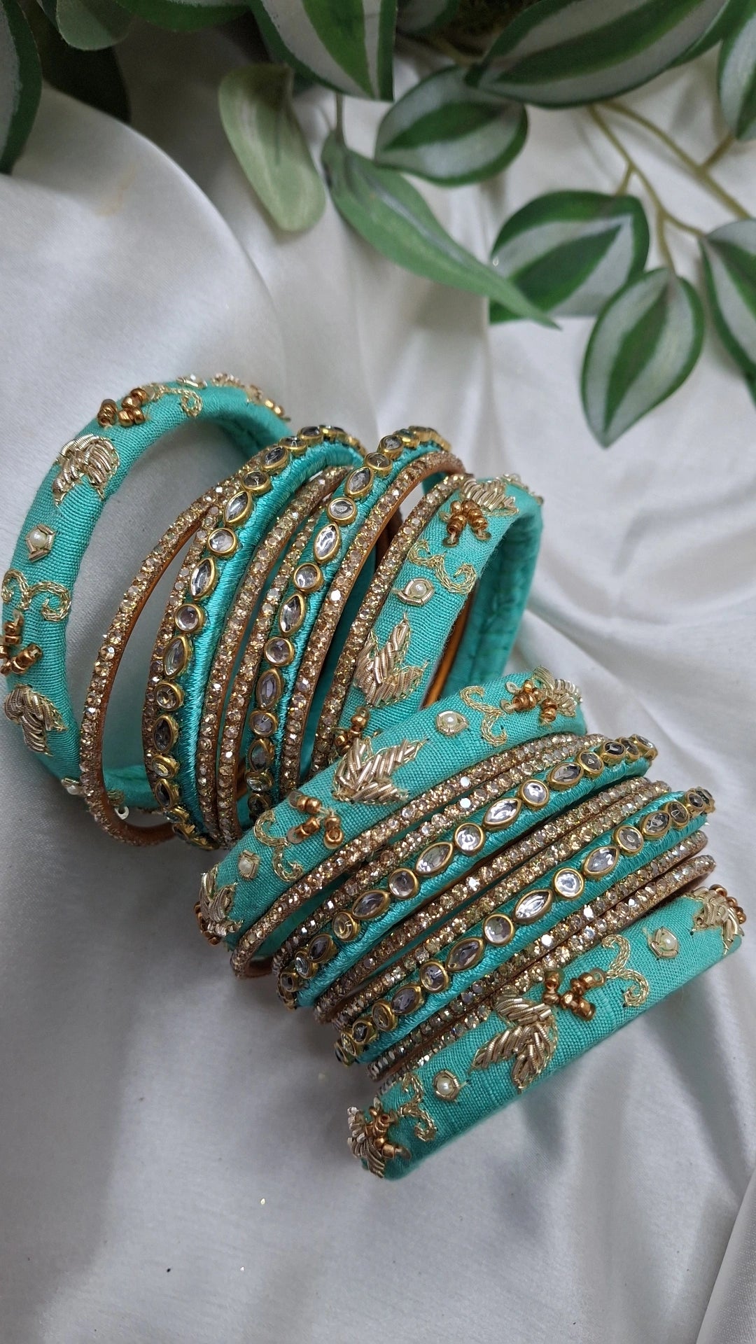 JASHN AQUA BLUE ZARDOZI BANGLES