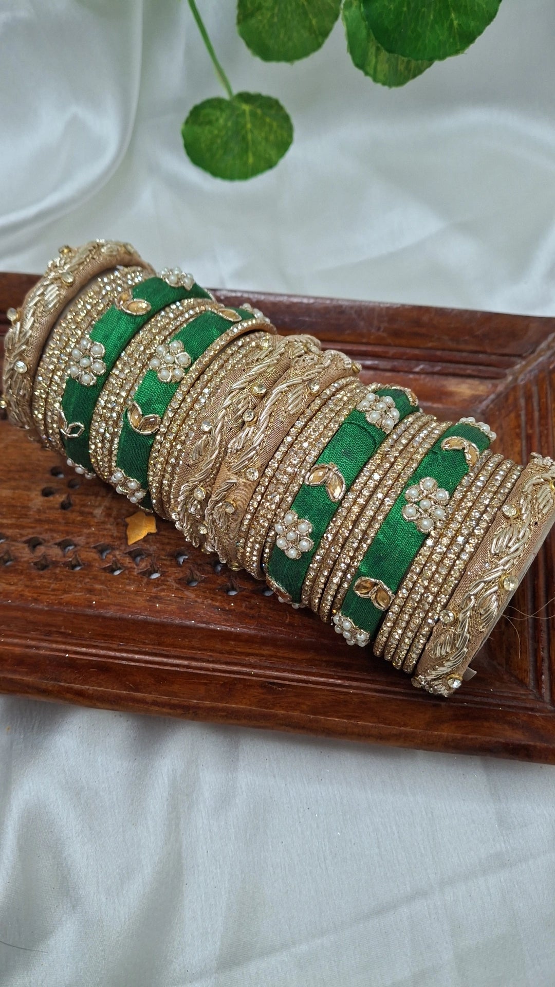MAYUR GREEN ZARDOZI BANGLES
