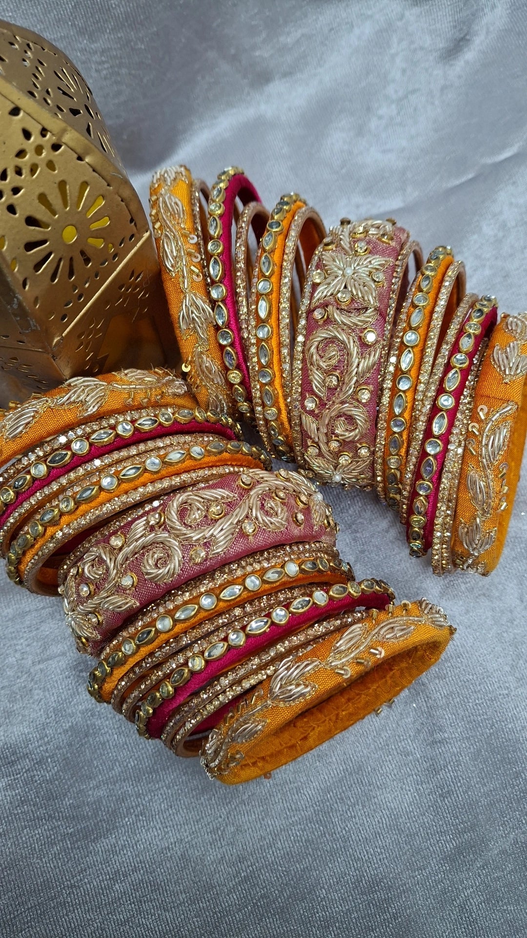 MAYUR ORANGE ZARDOZI BANGLES
