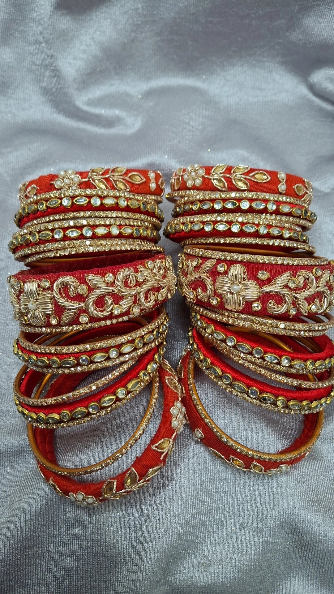 MAYUR ORANGE RED ZARDOZI BANGLES