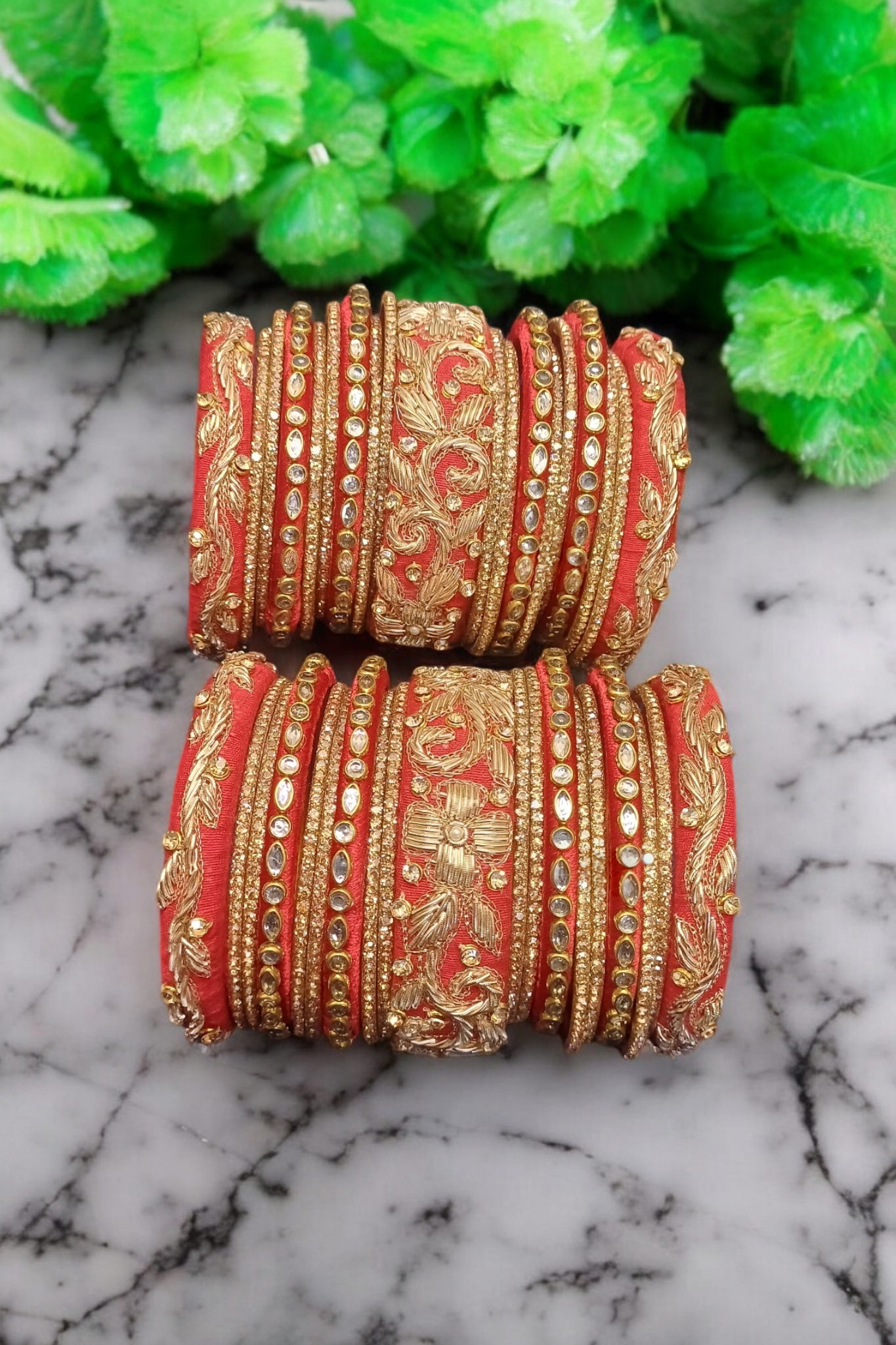 MAYUR RED BRIDAL ZARDOZI BANGLES