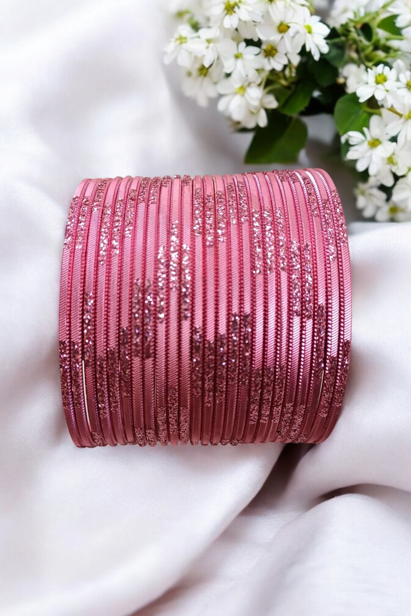 PINK SET OF 24 METAL BANGLES