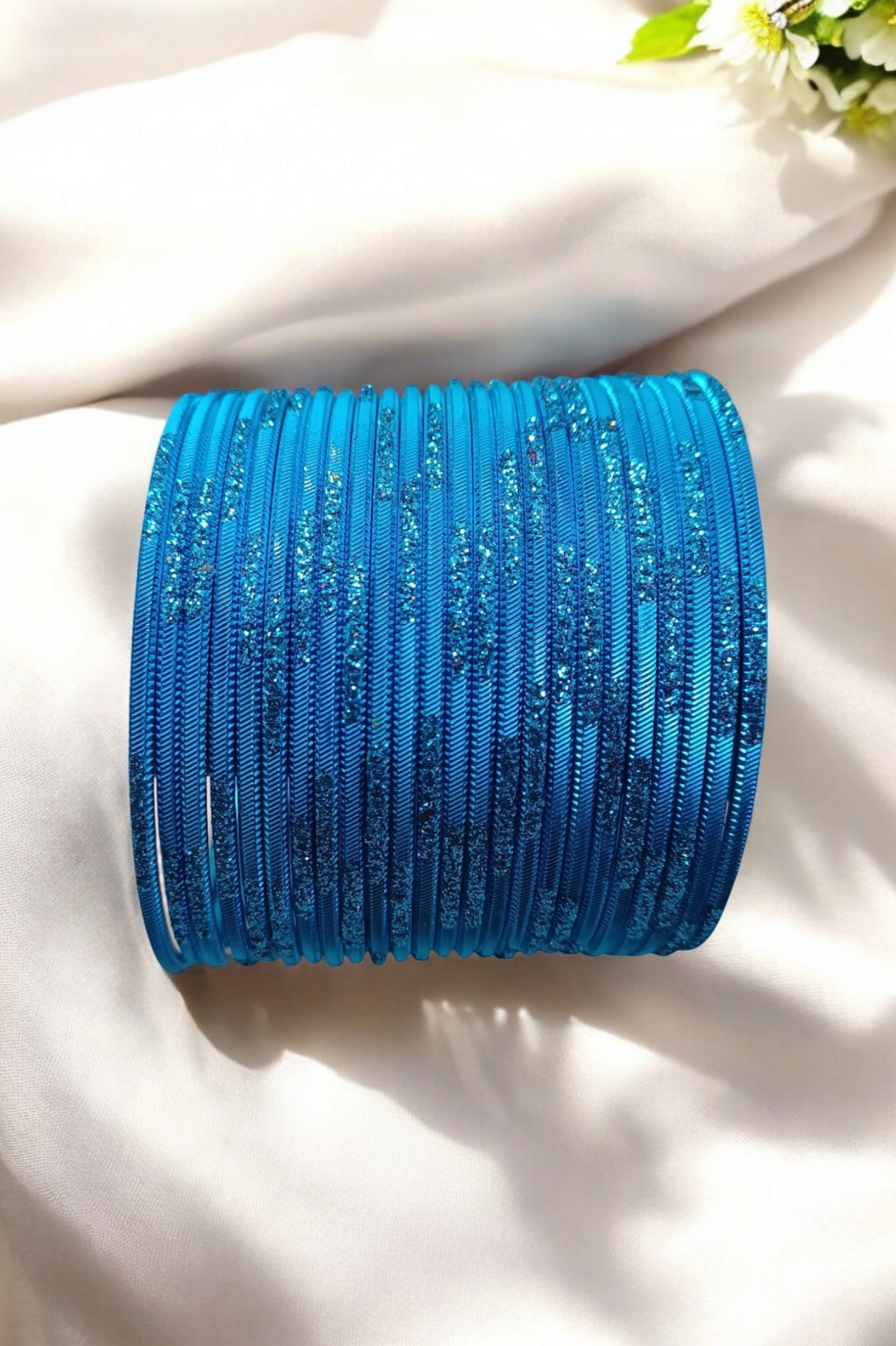 BLUE SET OF 12 METAL BANGLES