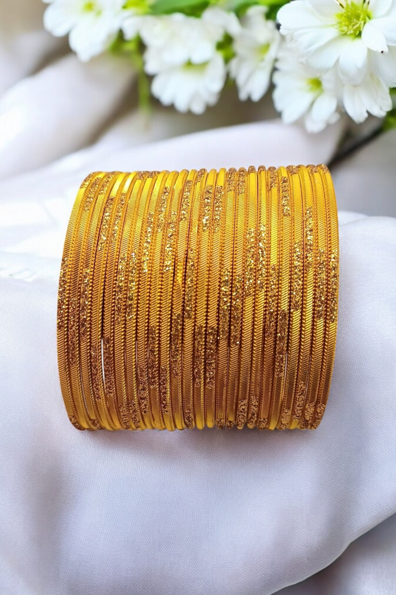 YELLOW SET OF 12 METAL BANGLES