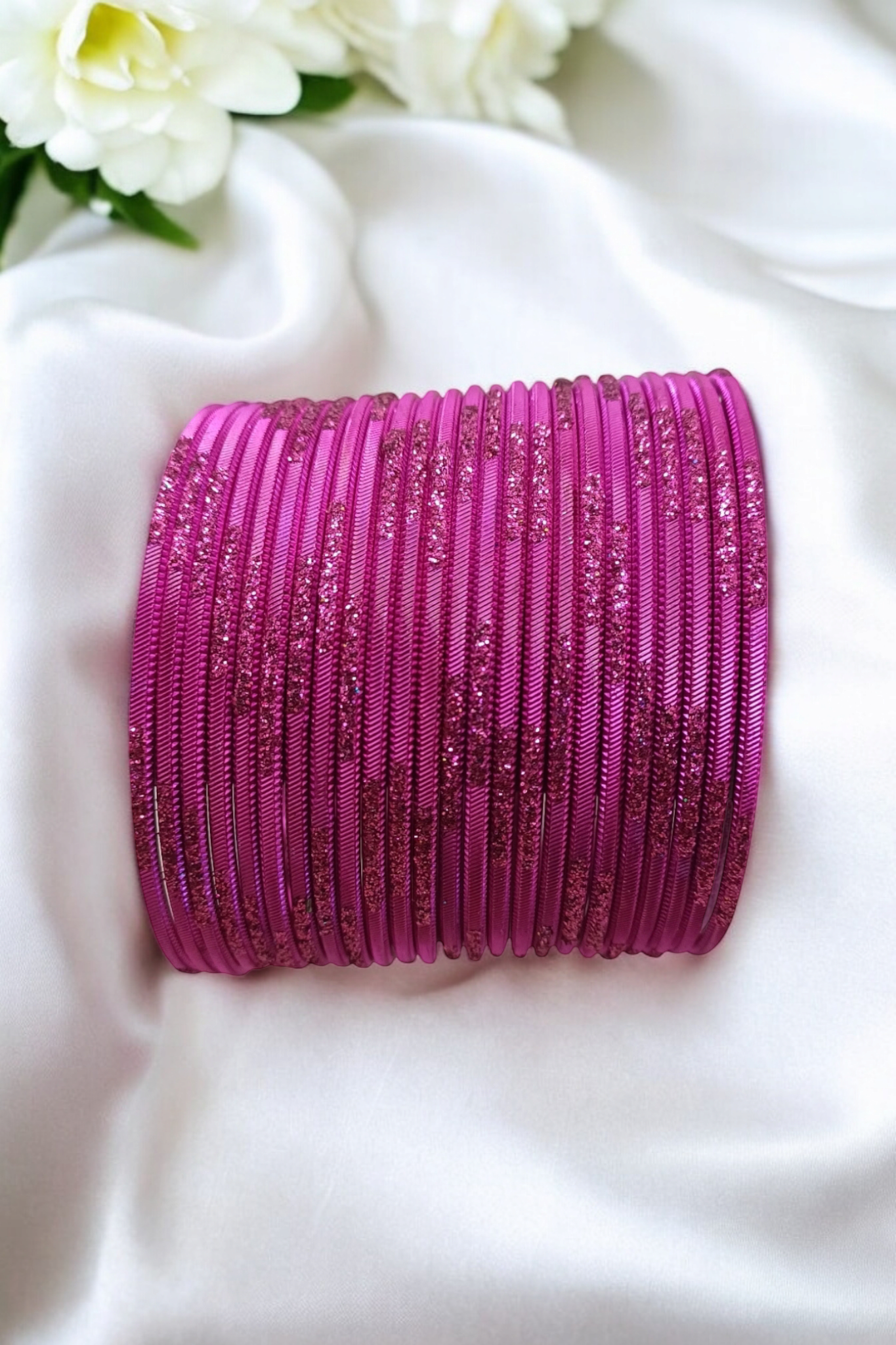 DARK PINK SET OF 24 METAL BANGLES