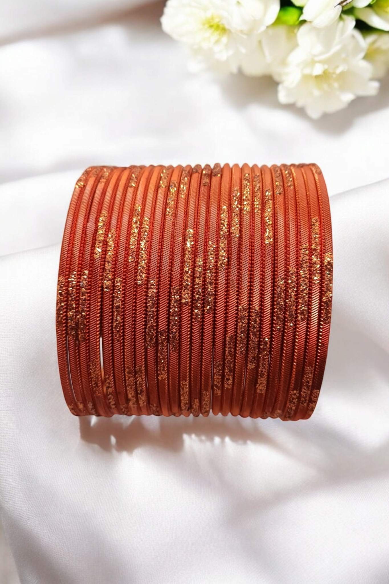 ORANGE SET OF 24 METAL BANGLES