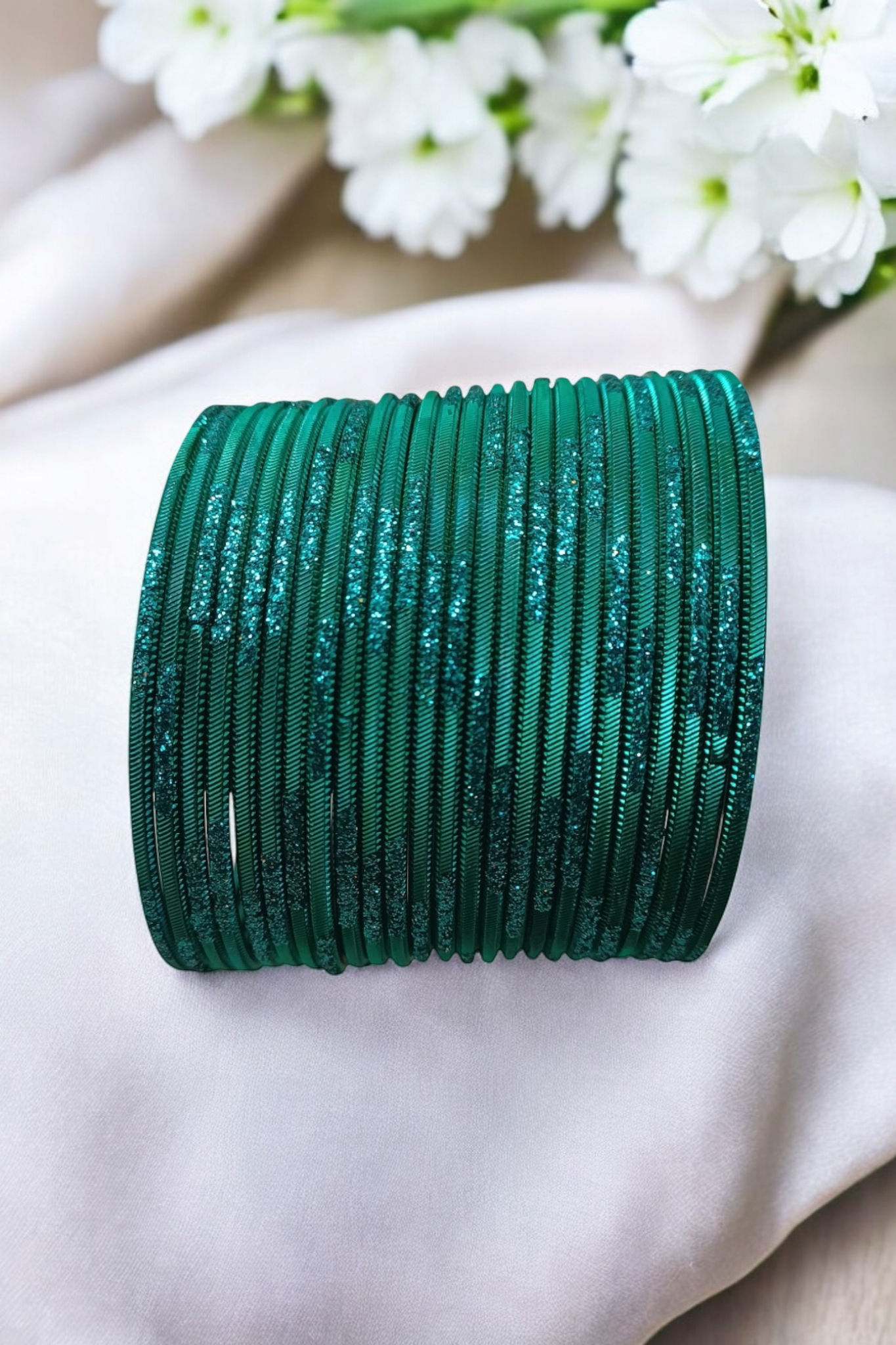 DARK GREEN SET OF 24 METAL BANGLES
