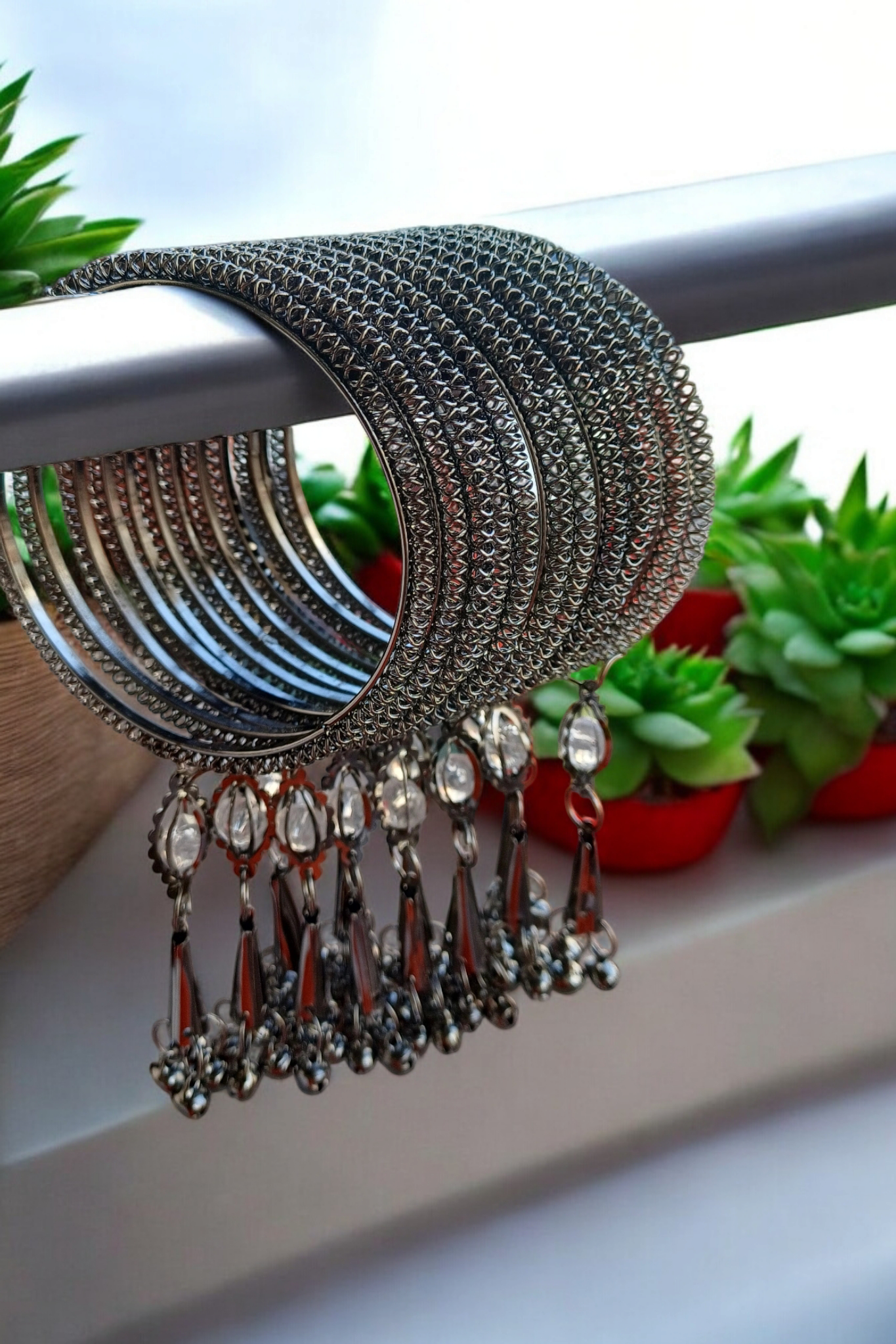 ROYAL BLACK OXIDIZED BANGLES SET OF 6