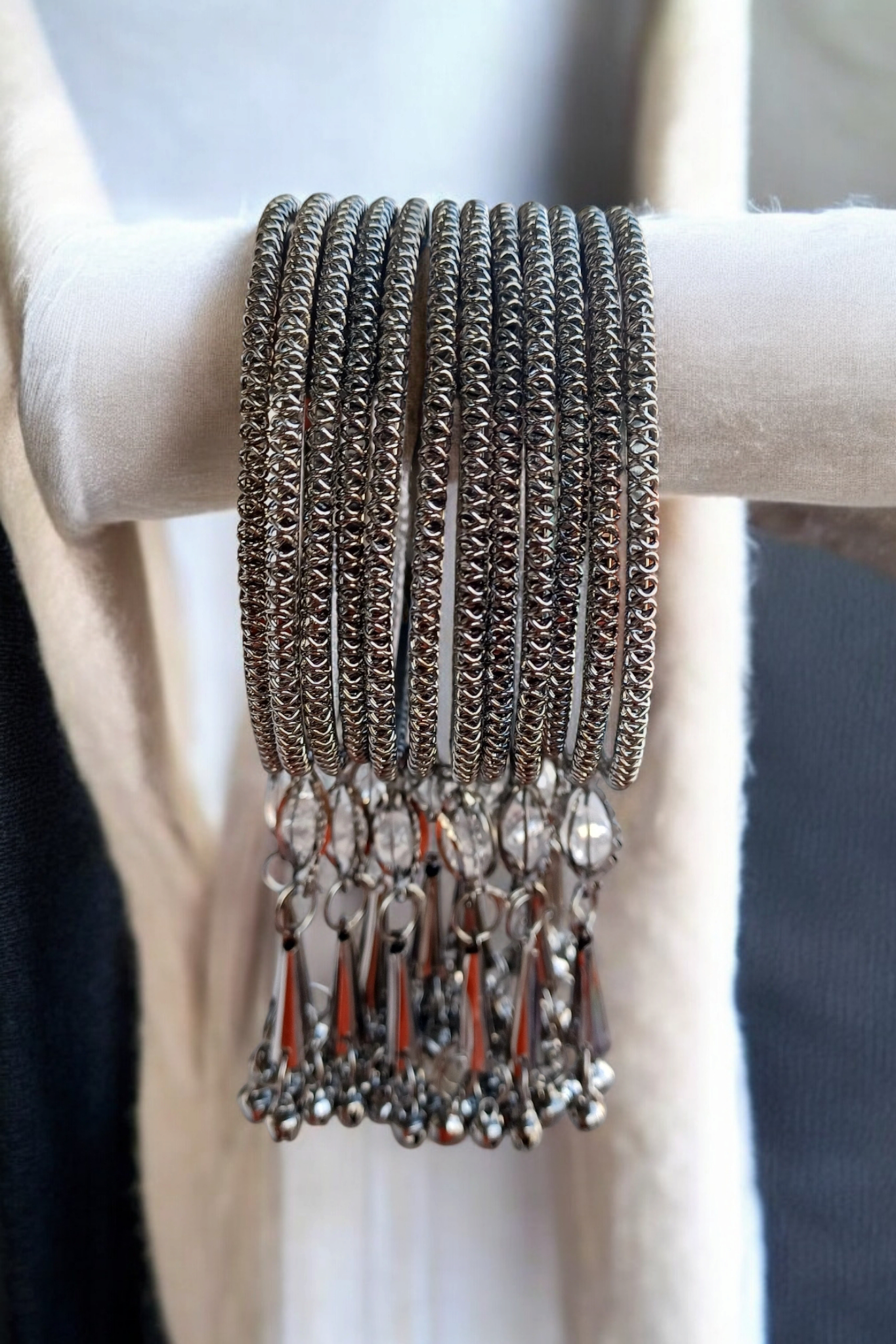ROYAL BLACK OXIDIZED BANGLES SET OF 6