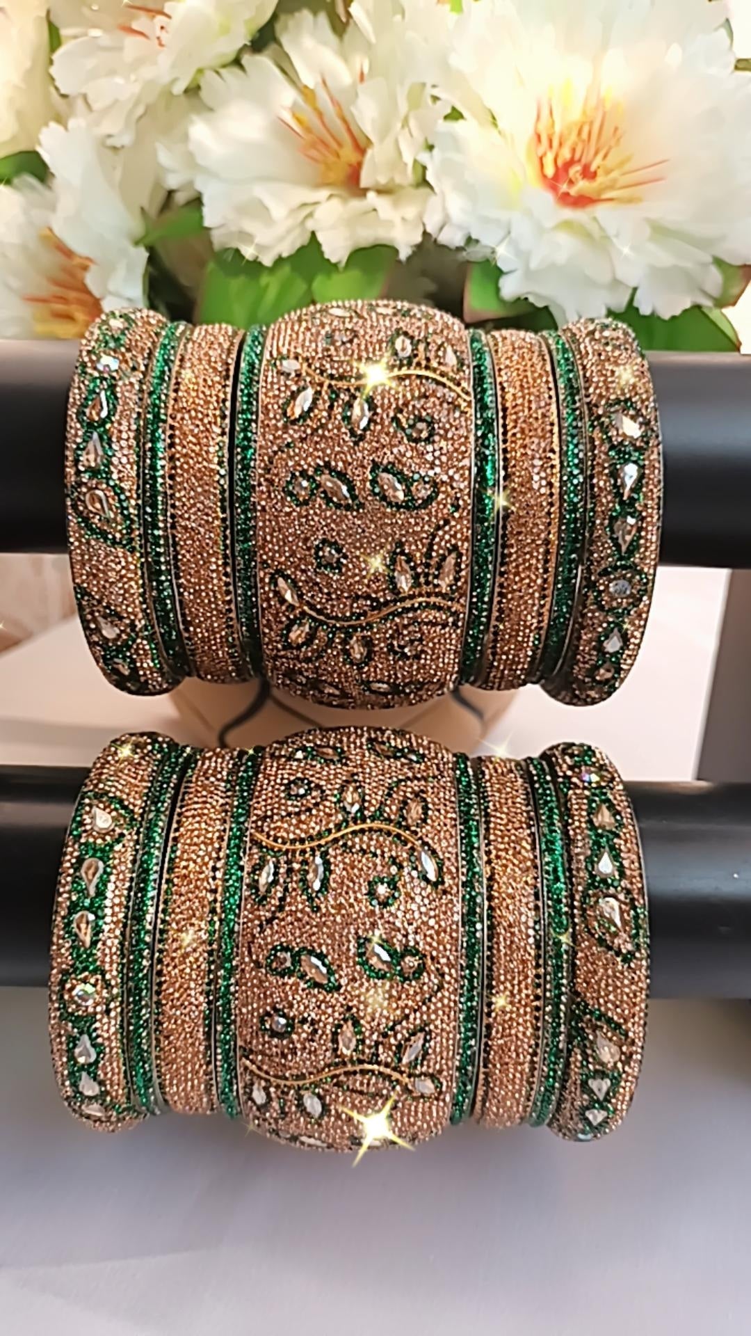 PREMIUM GREEN N GOLDEN BRIDAL SET