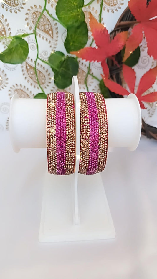 GULCHERA PINK N GOLDEN FESTIVE BANGLES