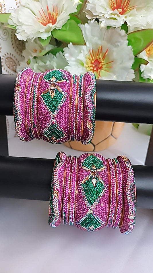 PINK AND GREEN BRIDAL BANGLES SET