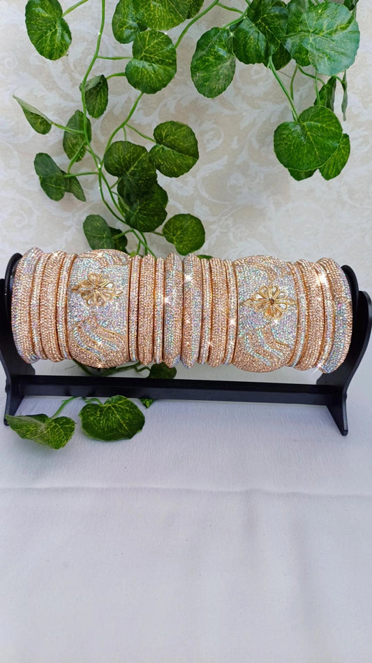 PREMIUM ROSEG0LD AND SILVER BRIDAL BANGLES SET