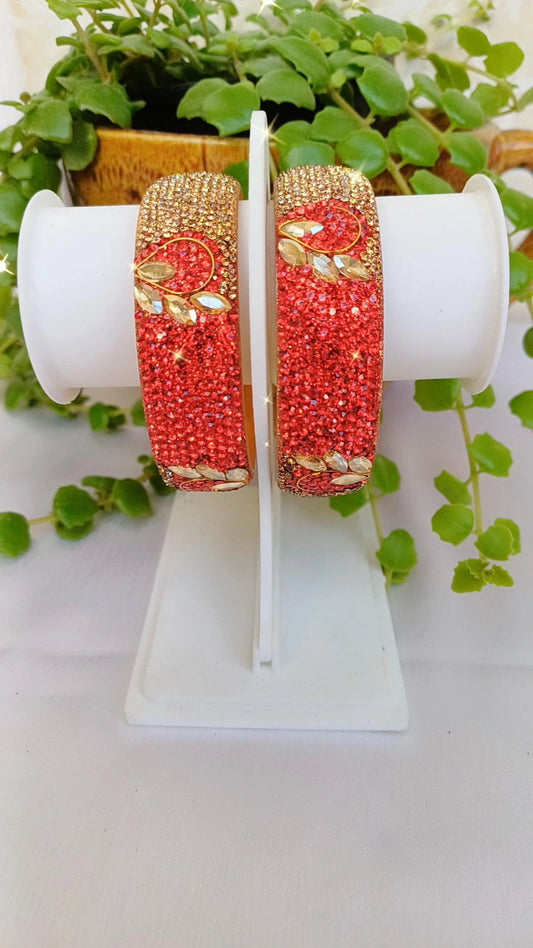 GULCHERA RED N GOLDEN FESTIVE BANGLES